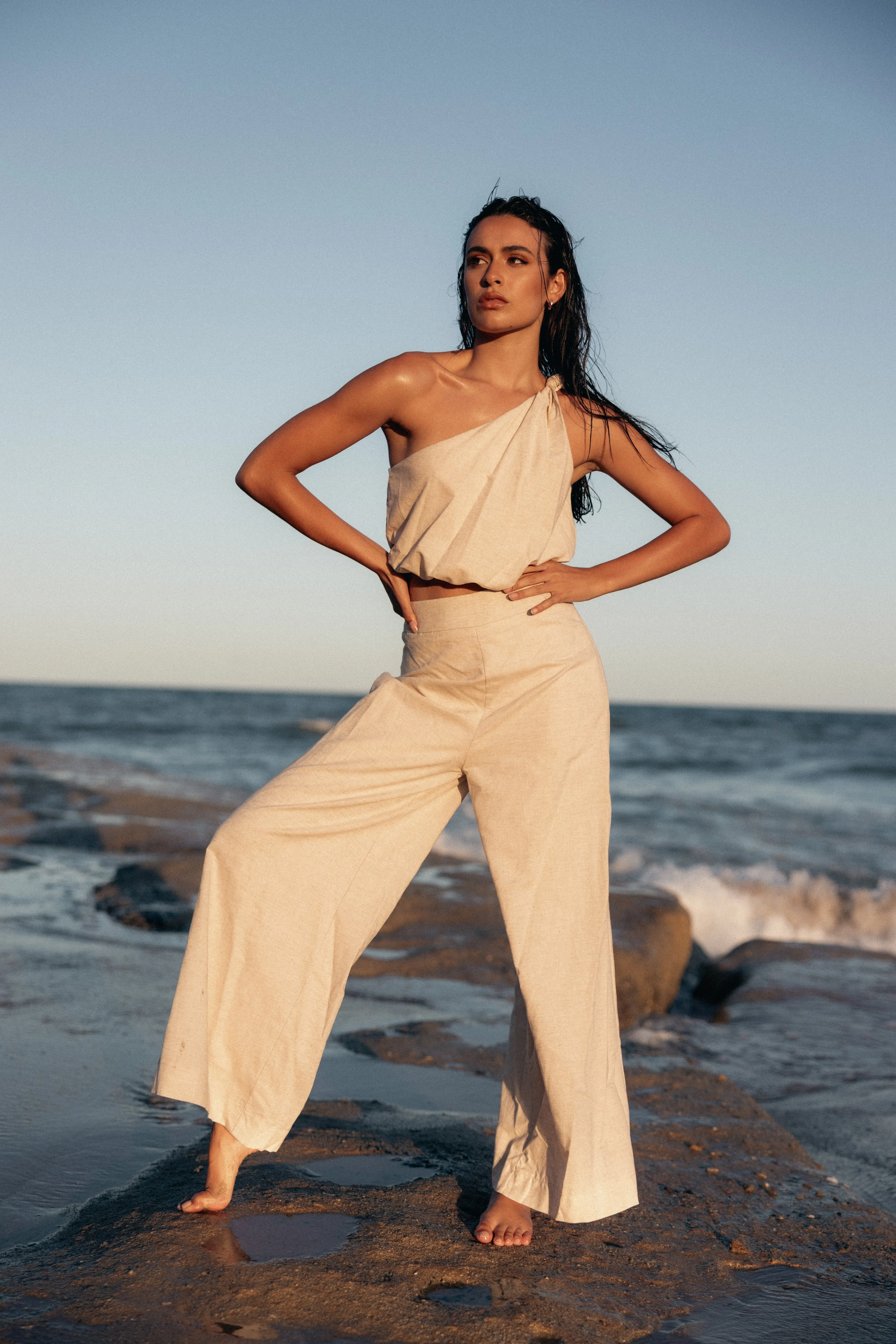 Tori Linen Pant Set - Oatmeal sold by Petal & Pup