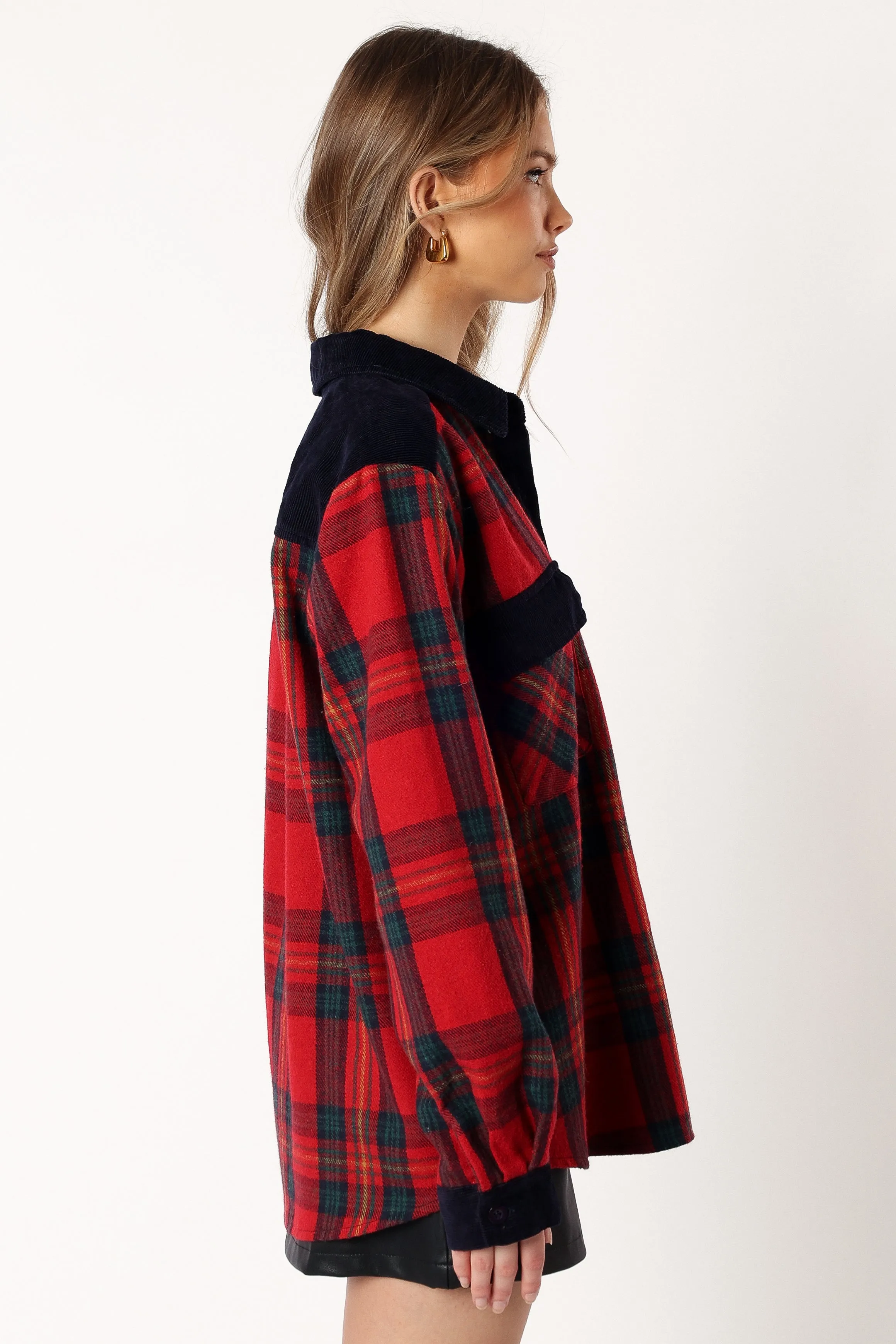 Lucille Plaid Shacket - Red/Navy sold by Petal & Pup product image thumbnail 4