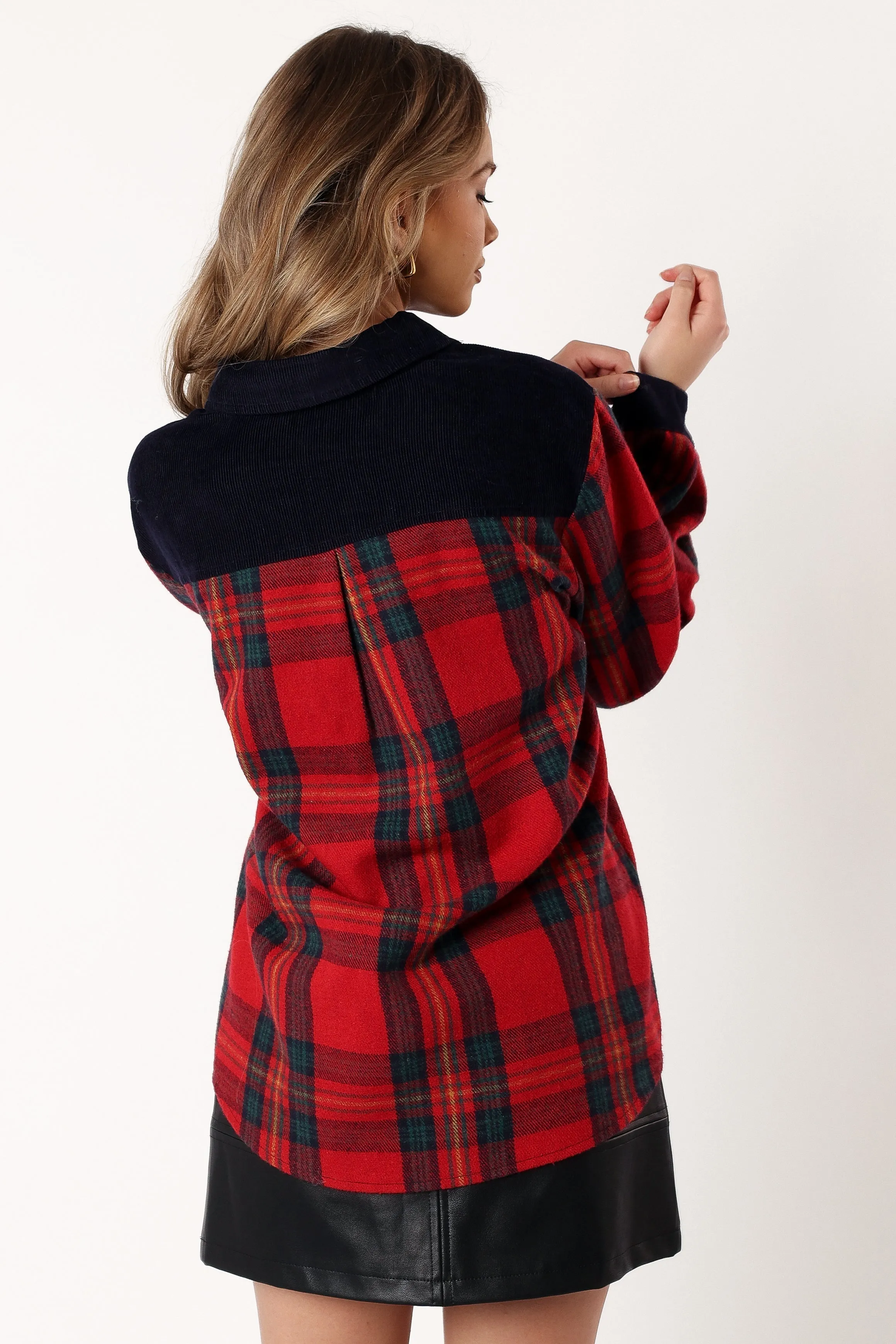 Lucille Plaid Shacket - Red/Navy sold by Petal & Pup product image thumbnail 3