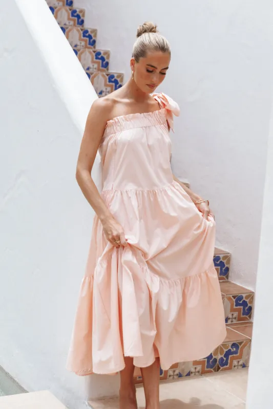 Ava One Shoulder Maxi Dress - Peach sold by Petal & Pup