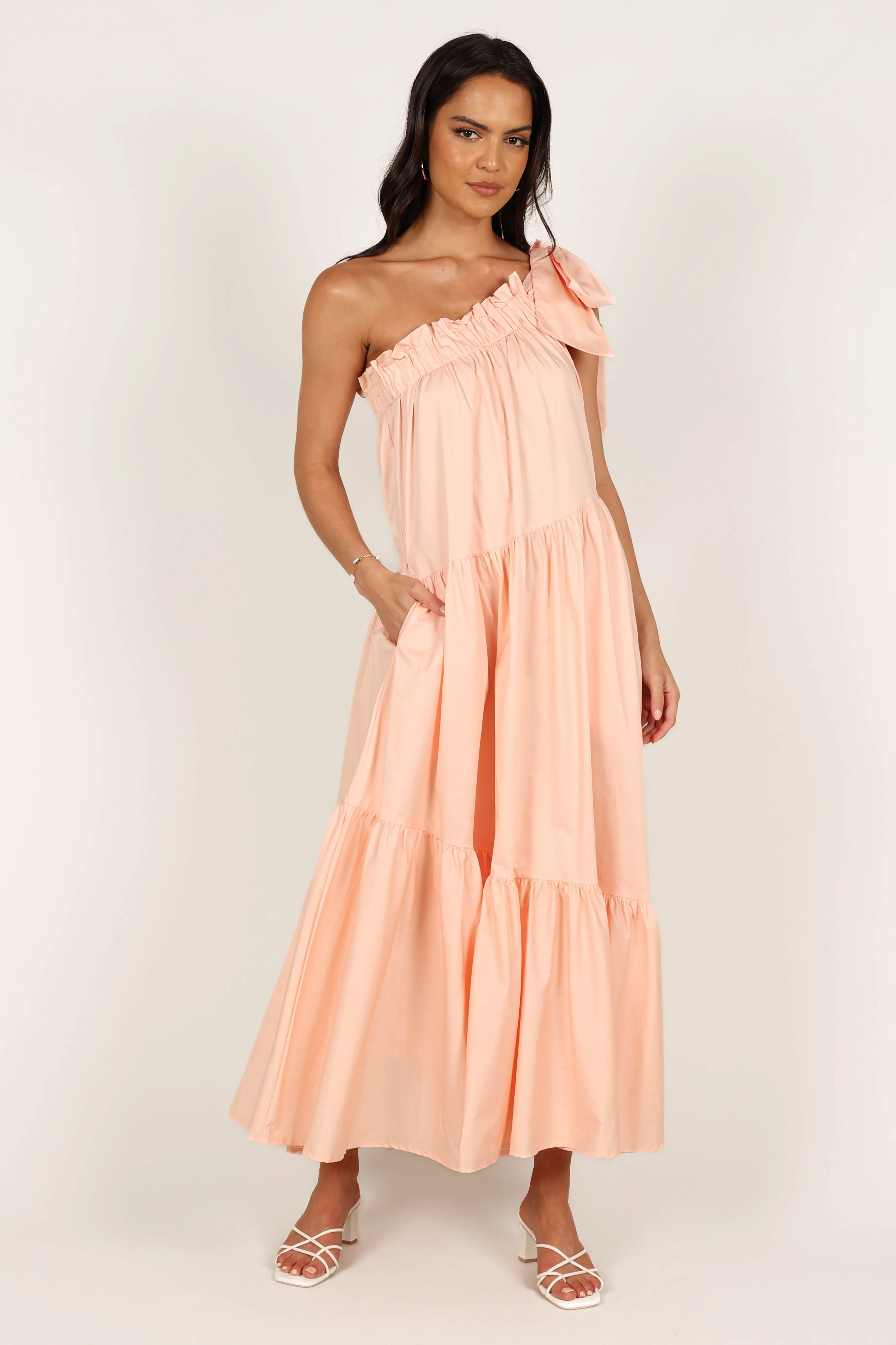 Ava One Shoulder Maxi Dress - Peach sold by Petal & Pup product image thumbnail 3