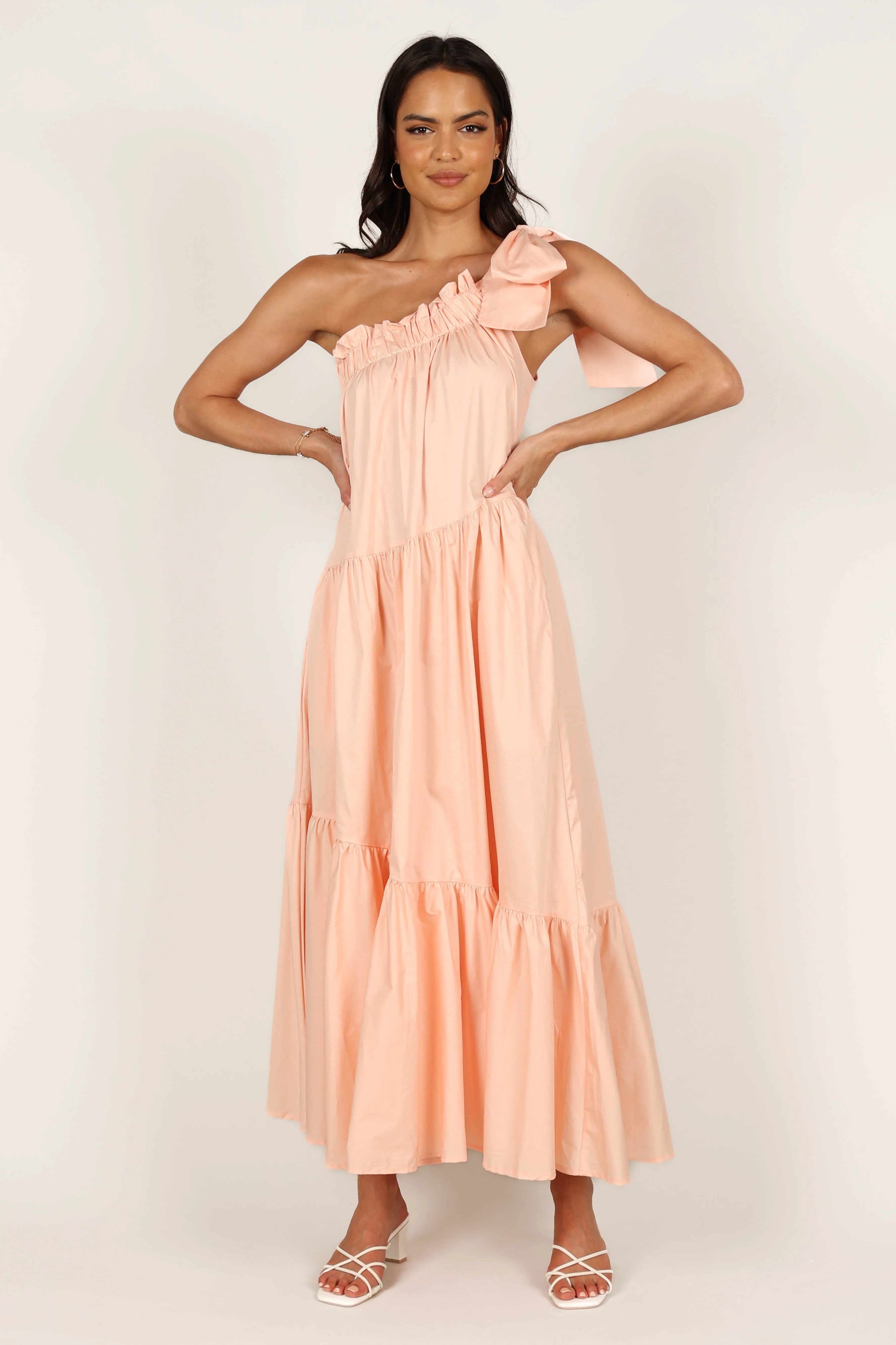 Ava One Shoulder Maxi Dress - Peach sold by Petal & Pup product image thumbnail 5