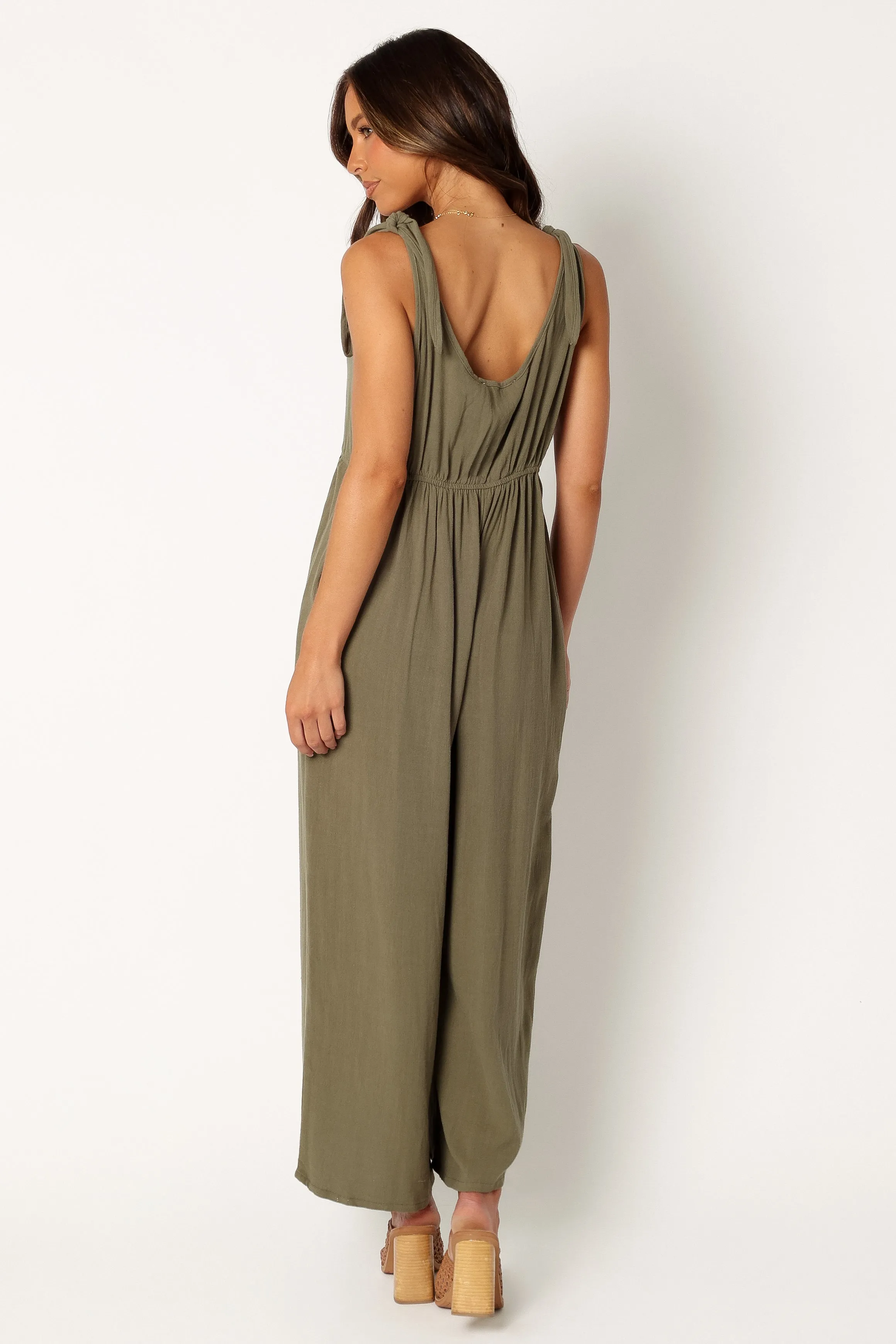 Ayla Linen Jumpsuit - Olive sold by Petal & Pup product image thumbnail 2