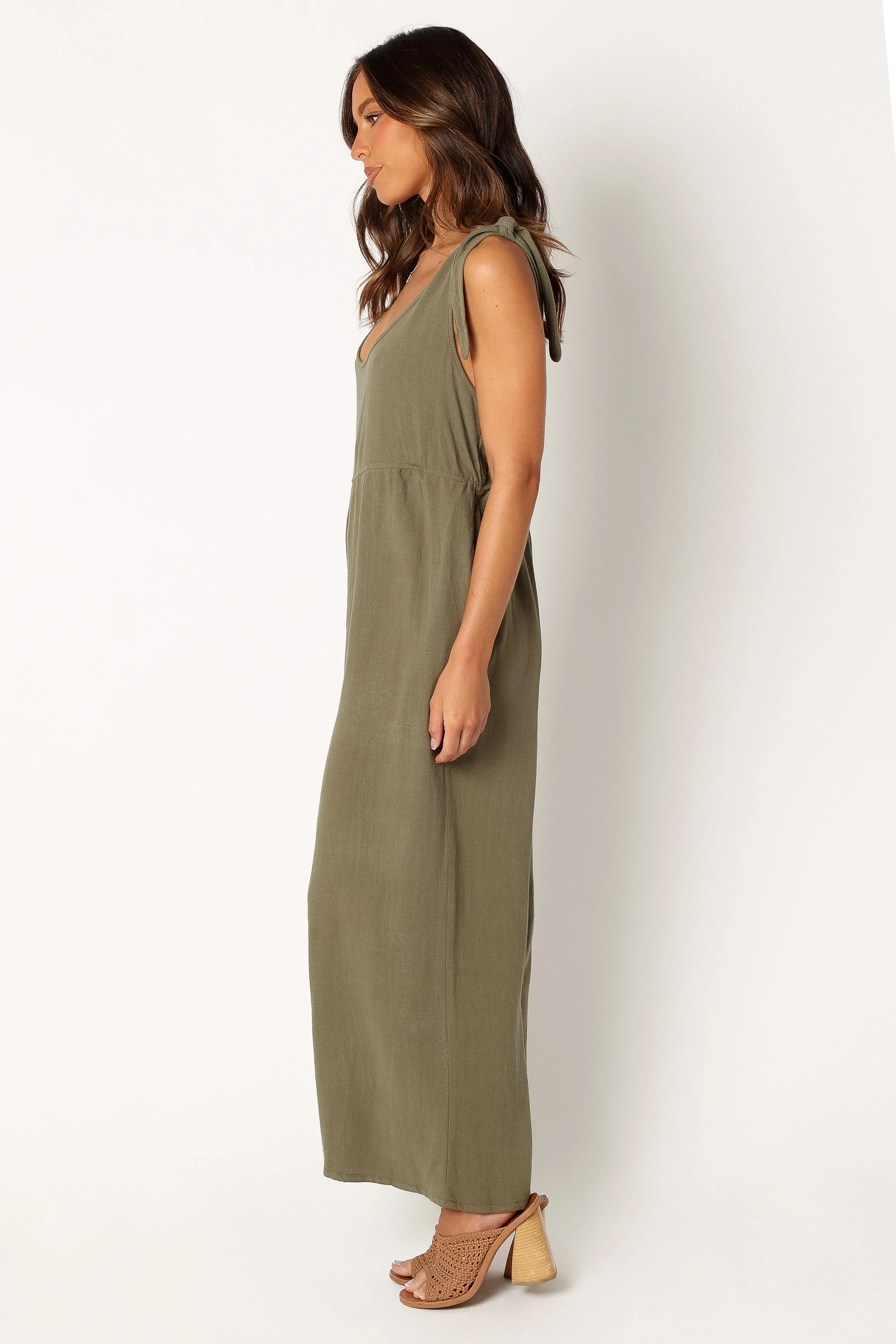 Ayla Linen Jumpsuit - Olive sold by Petal & Pup product image thumbnail 3