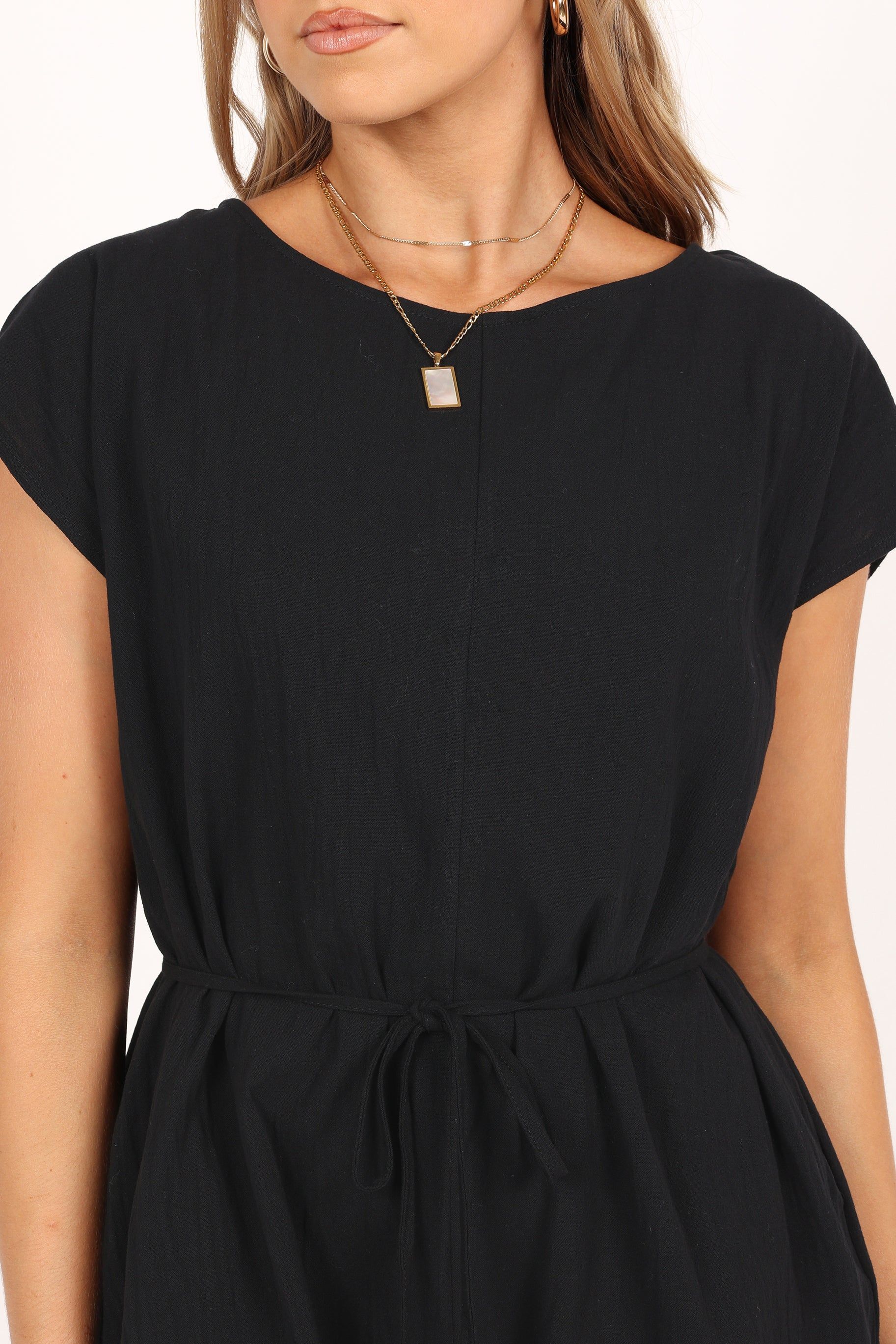 Dorella Scoop Neck Romper - Black sold by Petal & Pup product image thumbnail 3