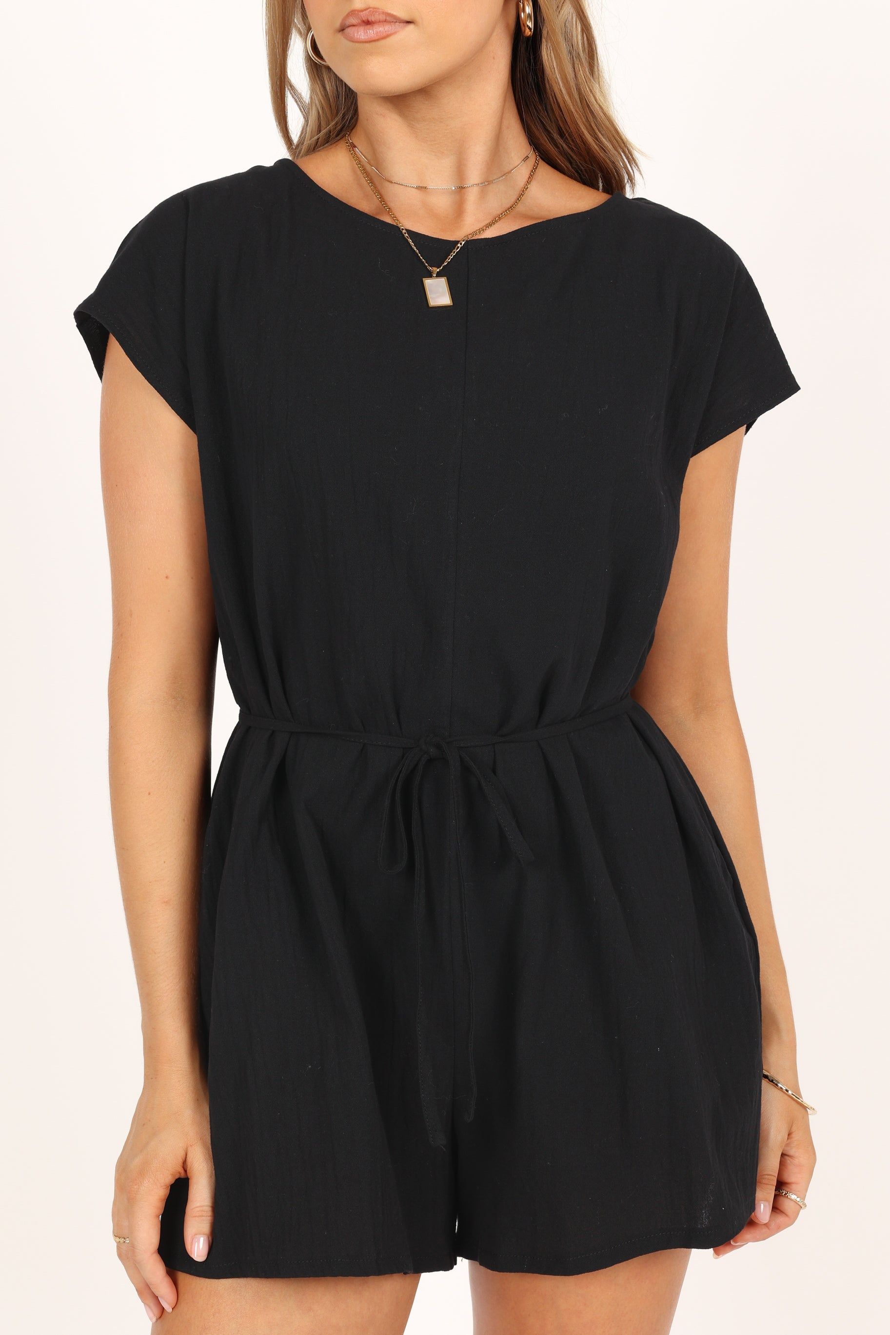 Dorella Scoop Neck Romper - Black sold by Petal & Pup product image thumbnail 7