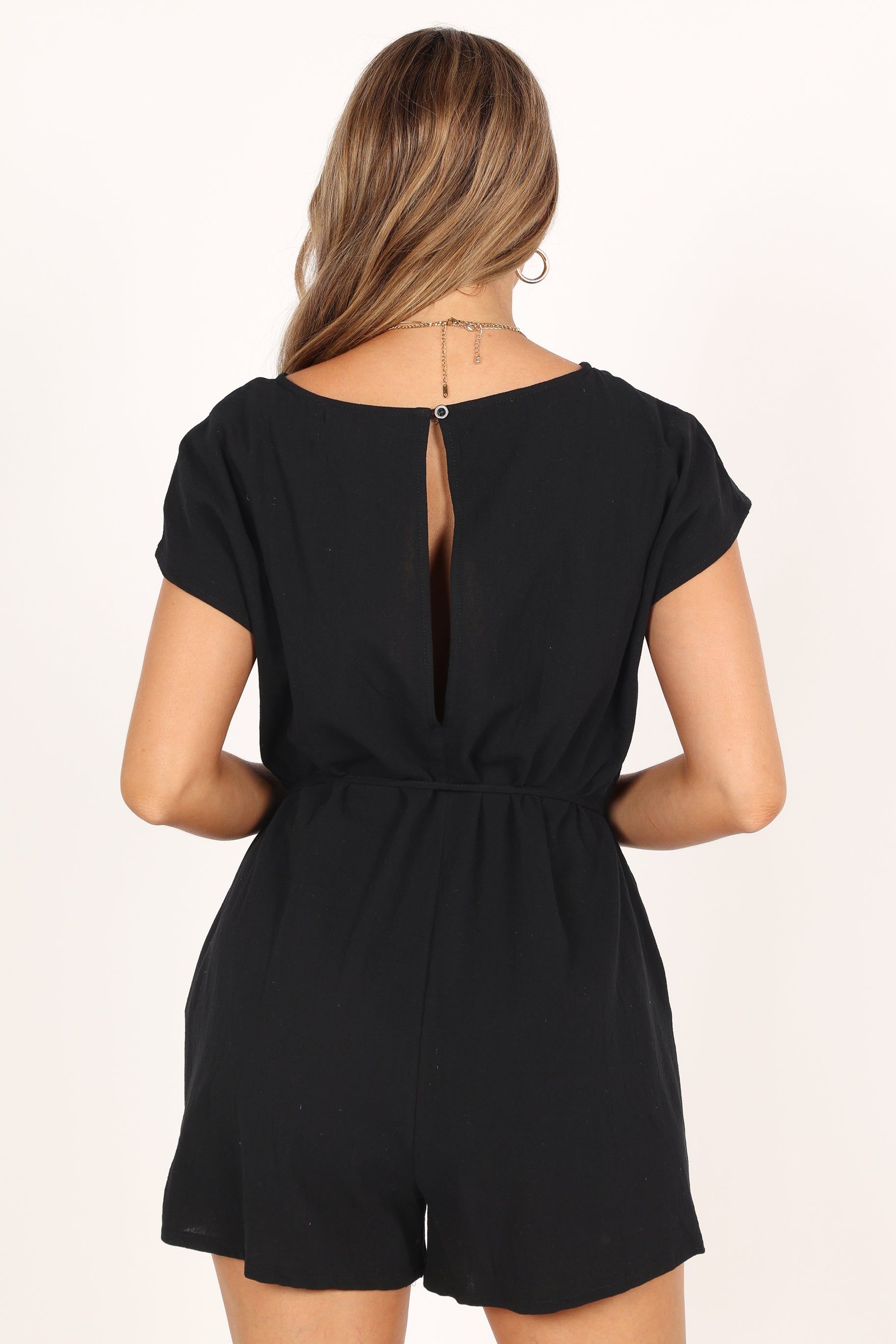 Dorella Scoop Neck Romper - Black sold by Petal & Pup product image thumbnail 5