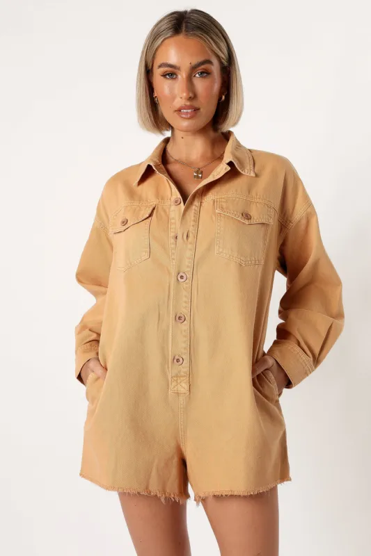 Pollyanna Romper - Tan sold by Petal & Pup