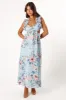Lucah Frill Shoulder Maxi Dress - Blue Floral sold by Petal & Pup