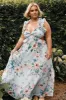 Lucah Frill Shoulder Maxi Dress - Blue Floral sold by Petal & Pup