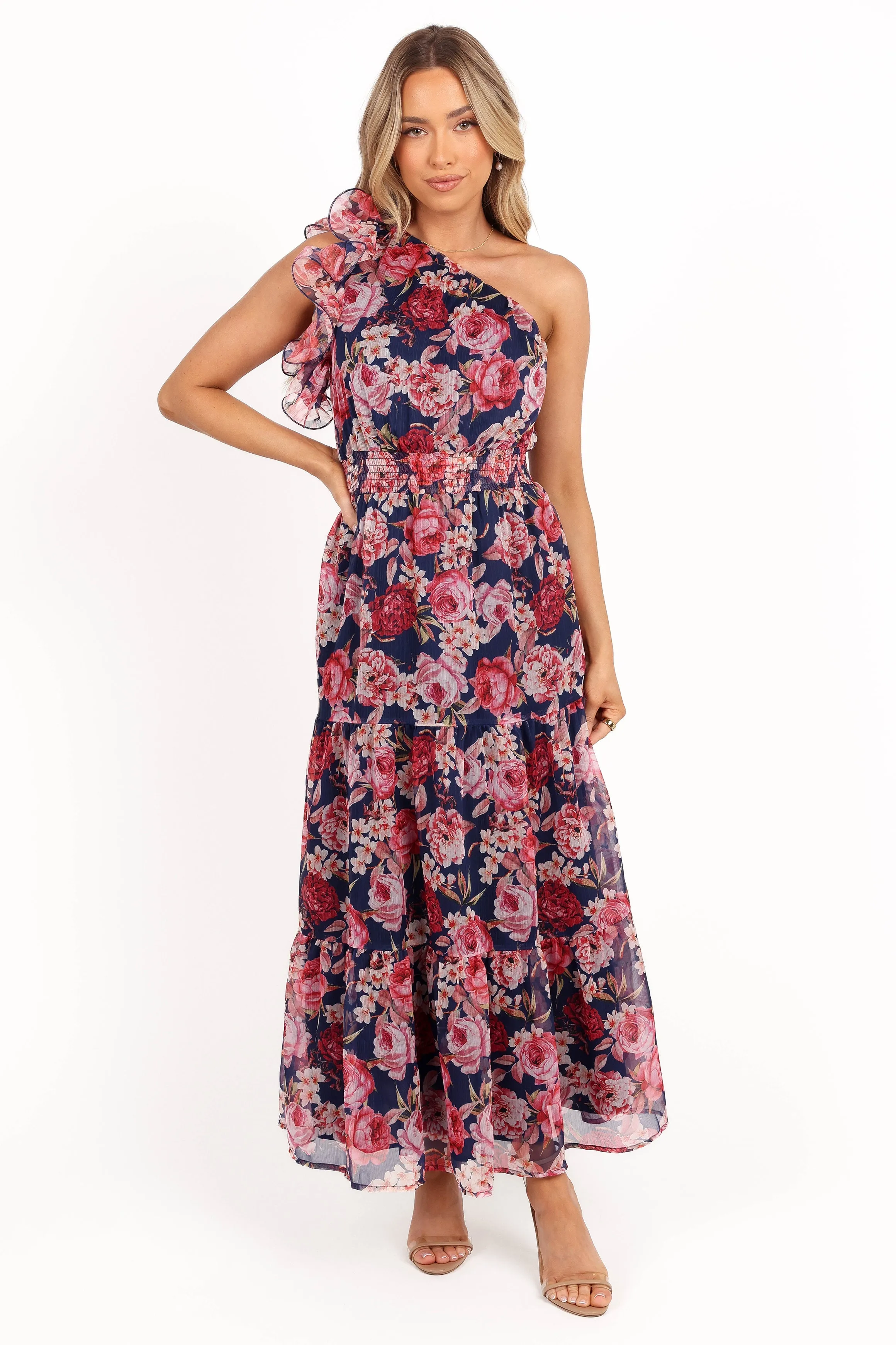 Layley One Shoulder Maxi Dress - Navy Floral sold by Petal & Pup product image thumbnail 3