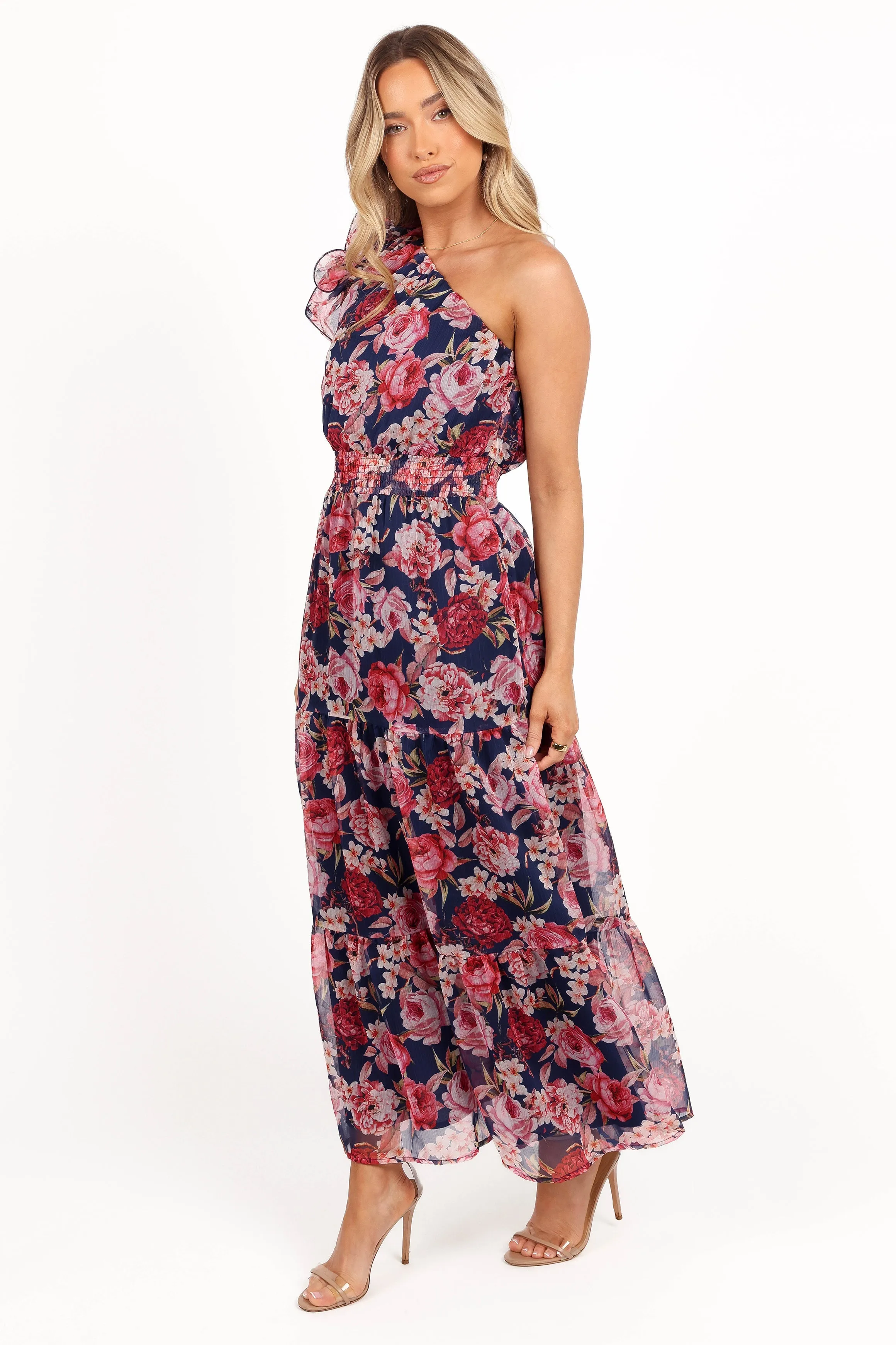 Layley One Shoulder Maxi Dress - Navy Floral sold by Petal & Pup product image thumbnail 5