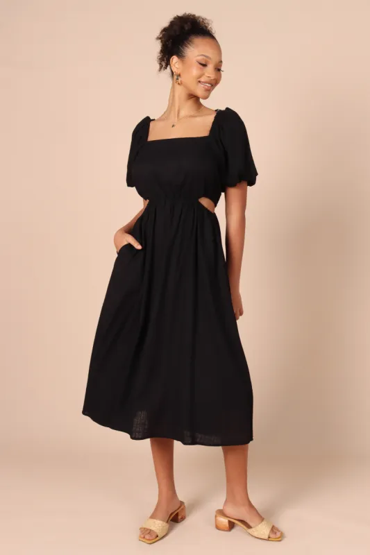 Claudette Midi Dress - Black sold by Petal & Pup