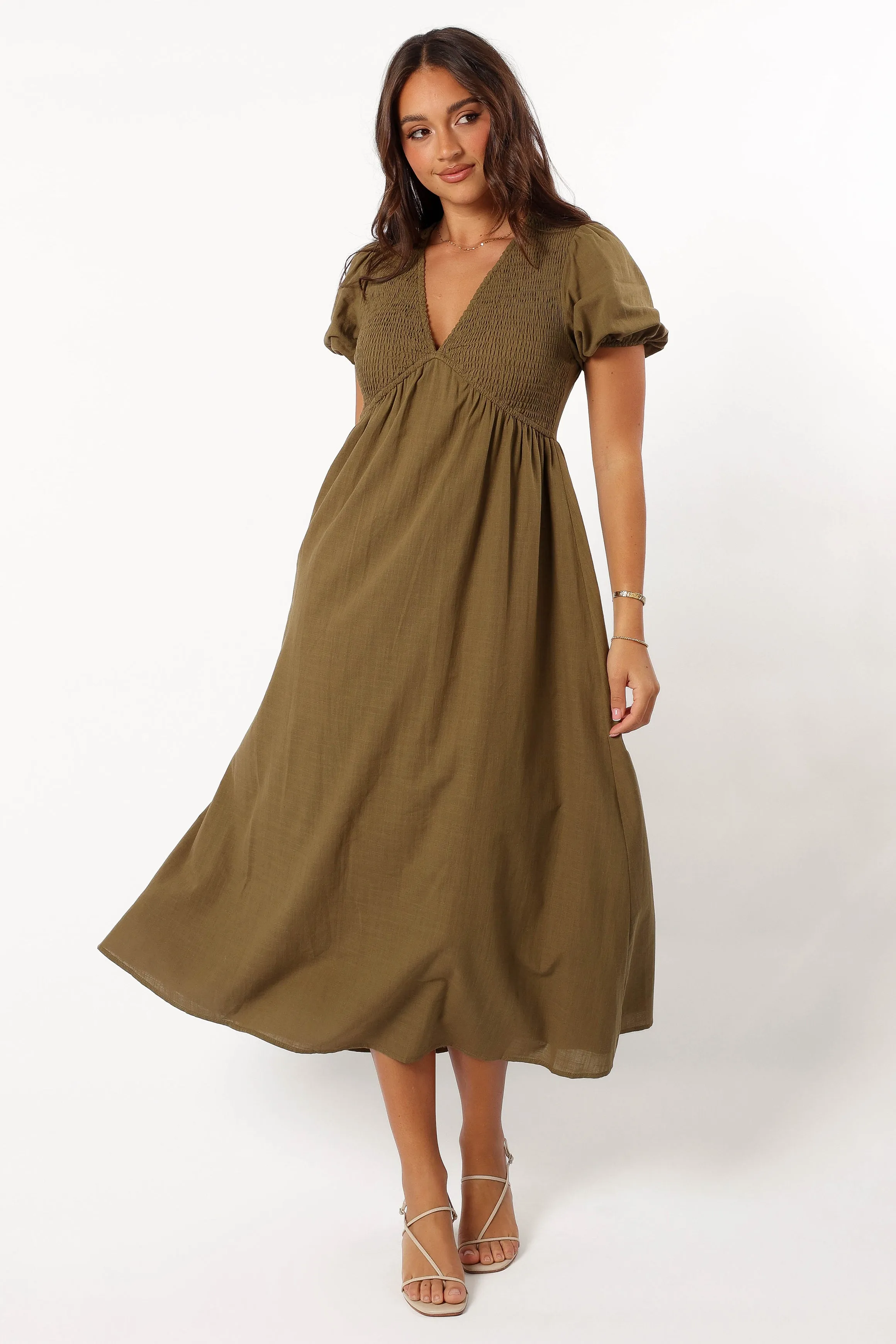 Brooke Midi Dress - Khaki sold by Petal & Pup product image thumbnail 3