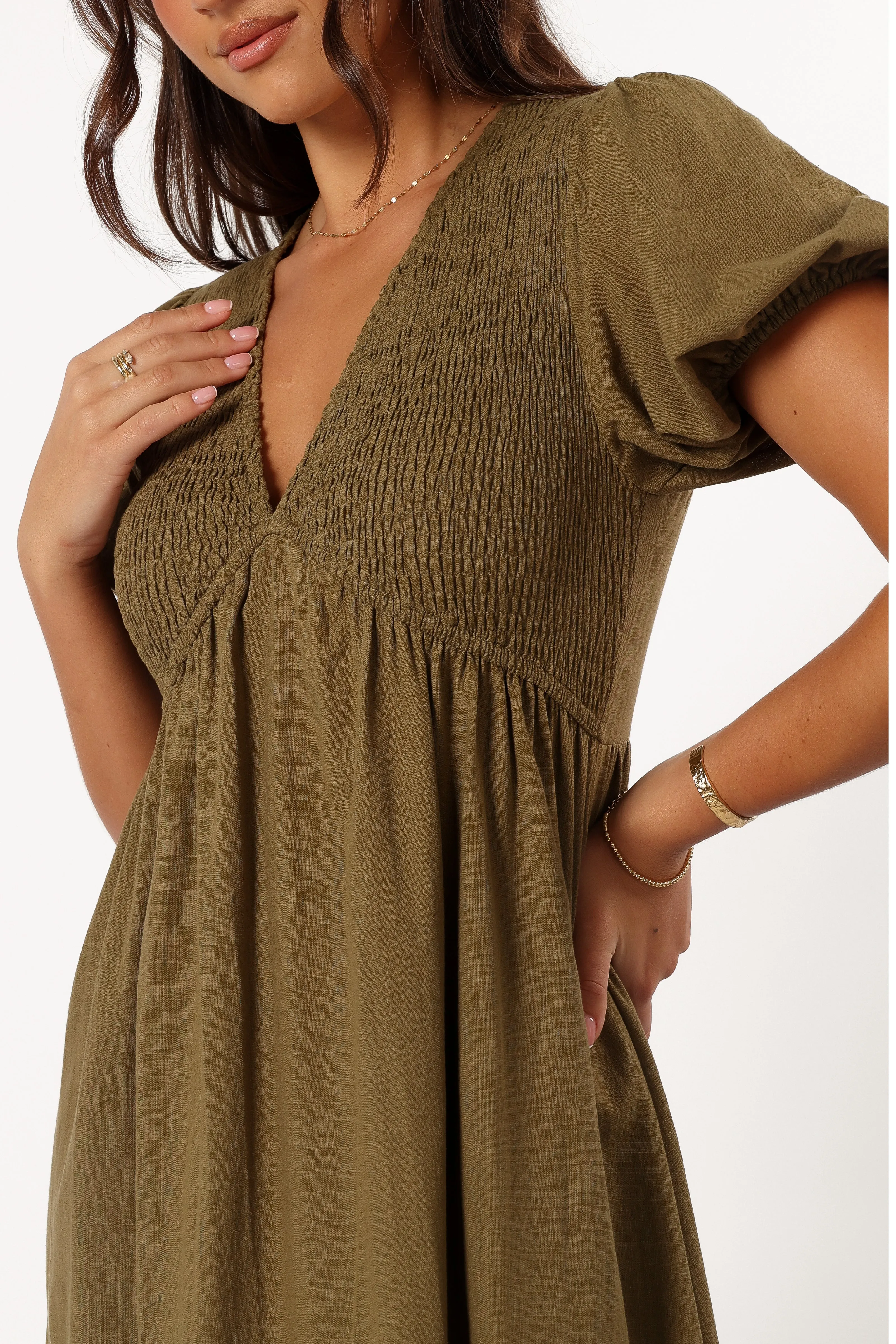 Brooke Midi Dress - Khaki sold by Petal & Pup product image thumbnail 5