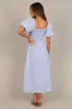 Clo Puff Sleeve Midi Dress - Blue Stripe sold by Petal & Pup