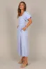 Clo Puff Sleeve Midi Dress - Blue Stripe sold by Petal & Pup
