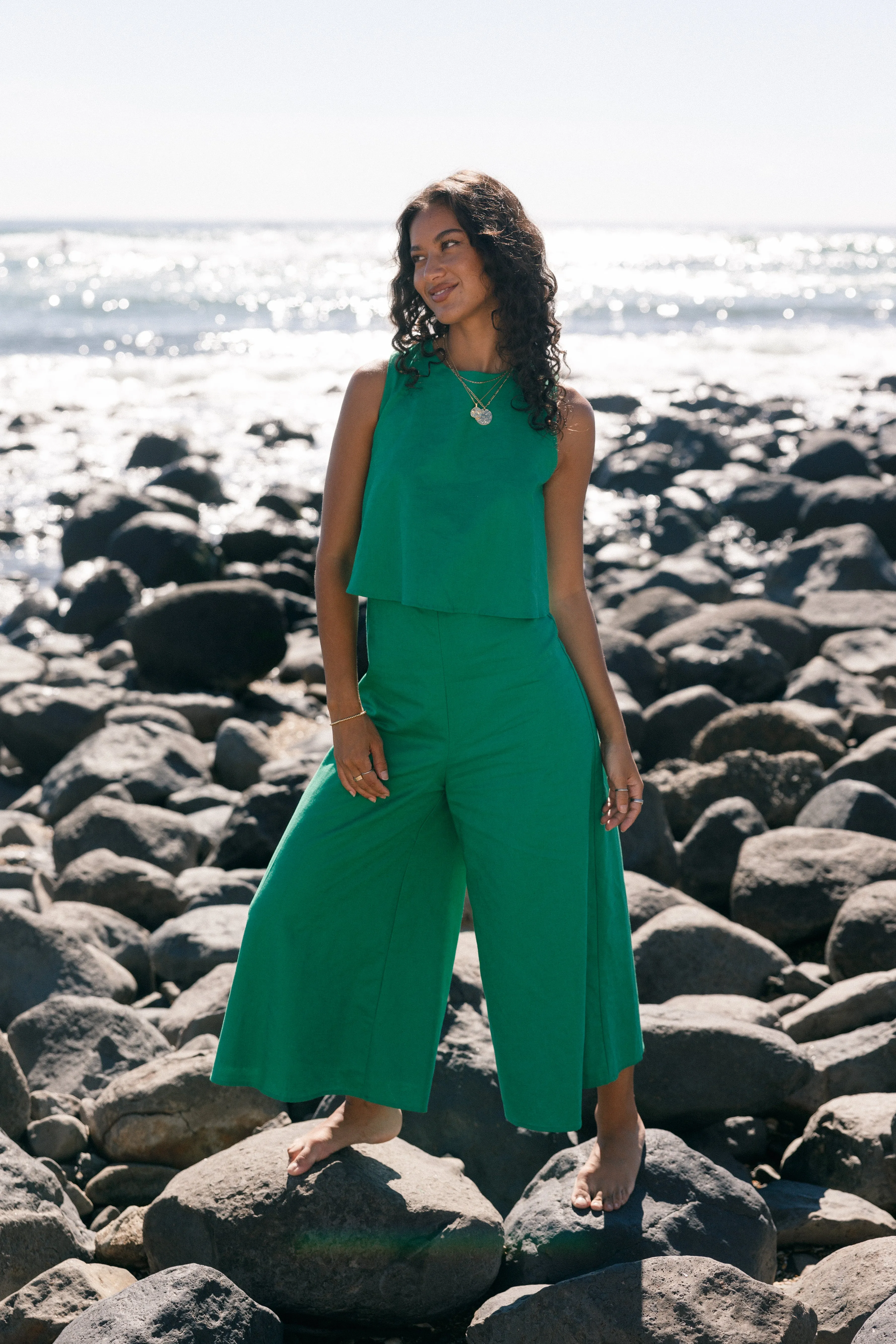 Femme Jumpsuit - Green sold by Petal & Pup