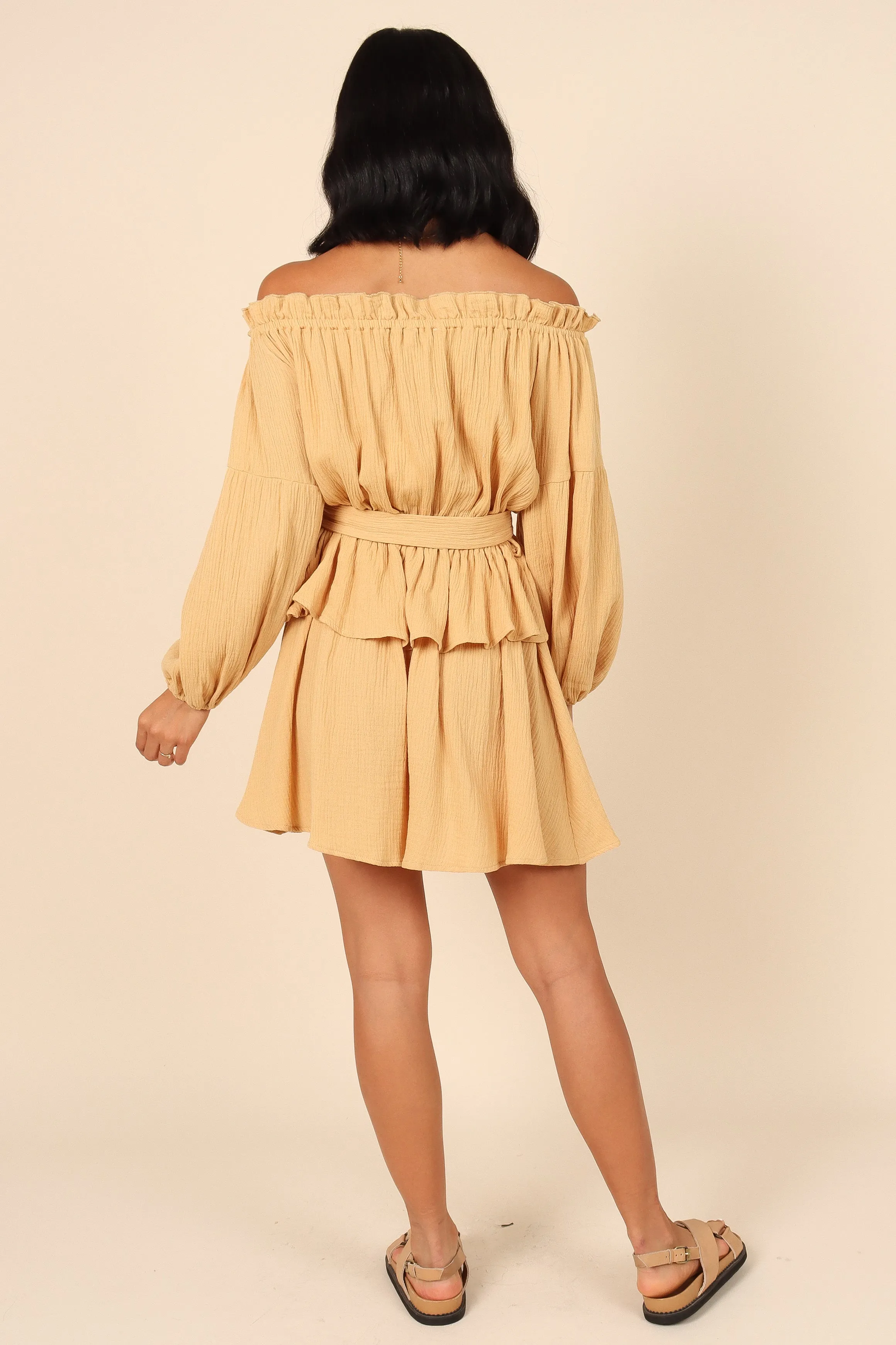 Callie Off Shoulder Mini Dress - Mustard sold by Petal & Pup product image thumbnail 5
