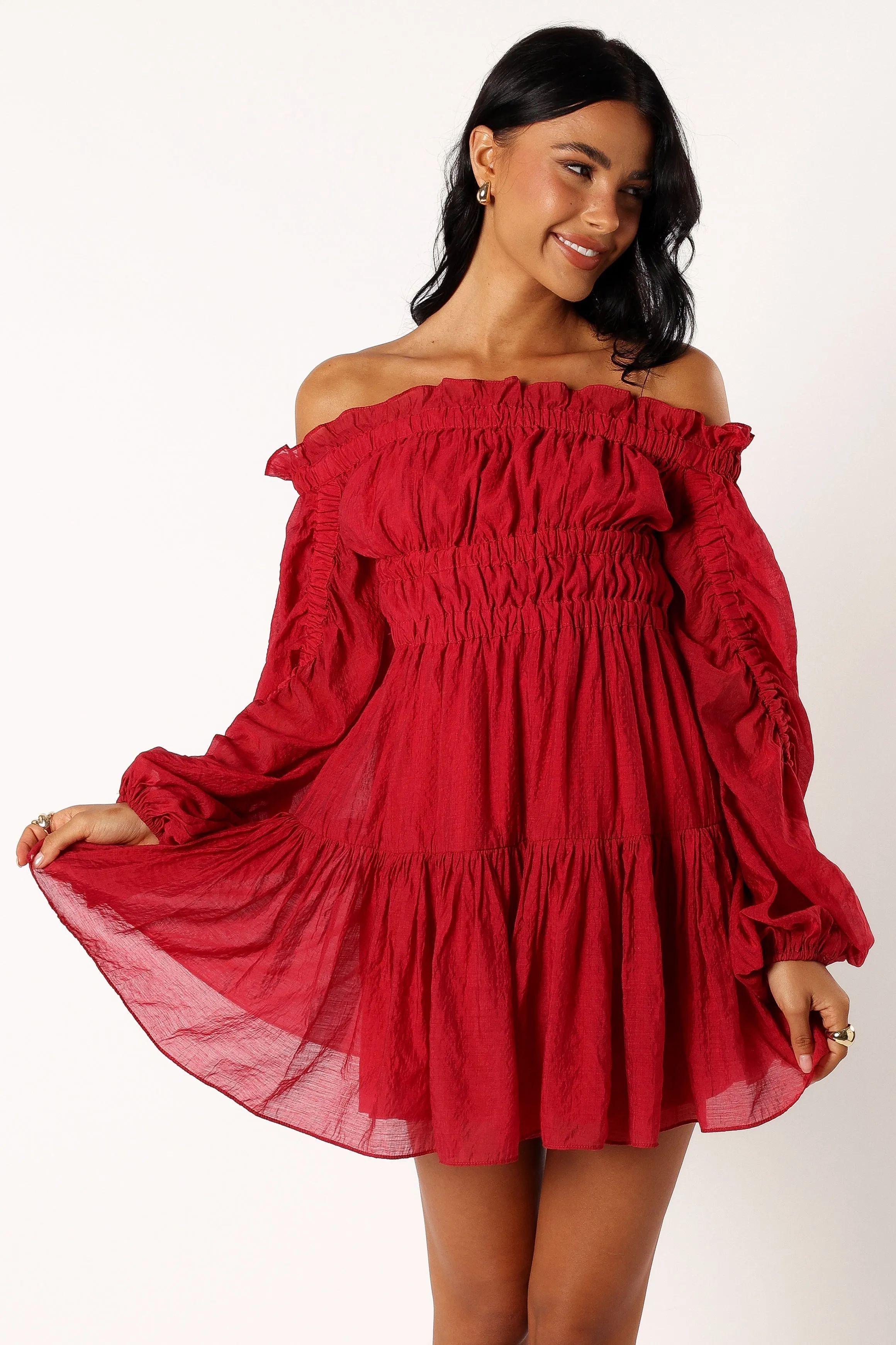 Willah Off Shoulder Mini Dress - Astoria Red sold by Petal & Pup product image thumbnail 5