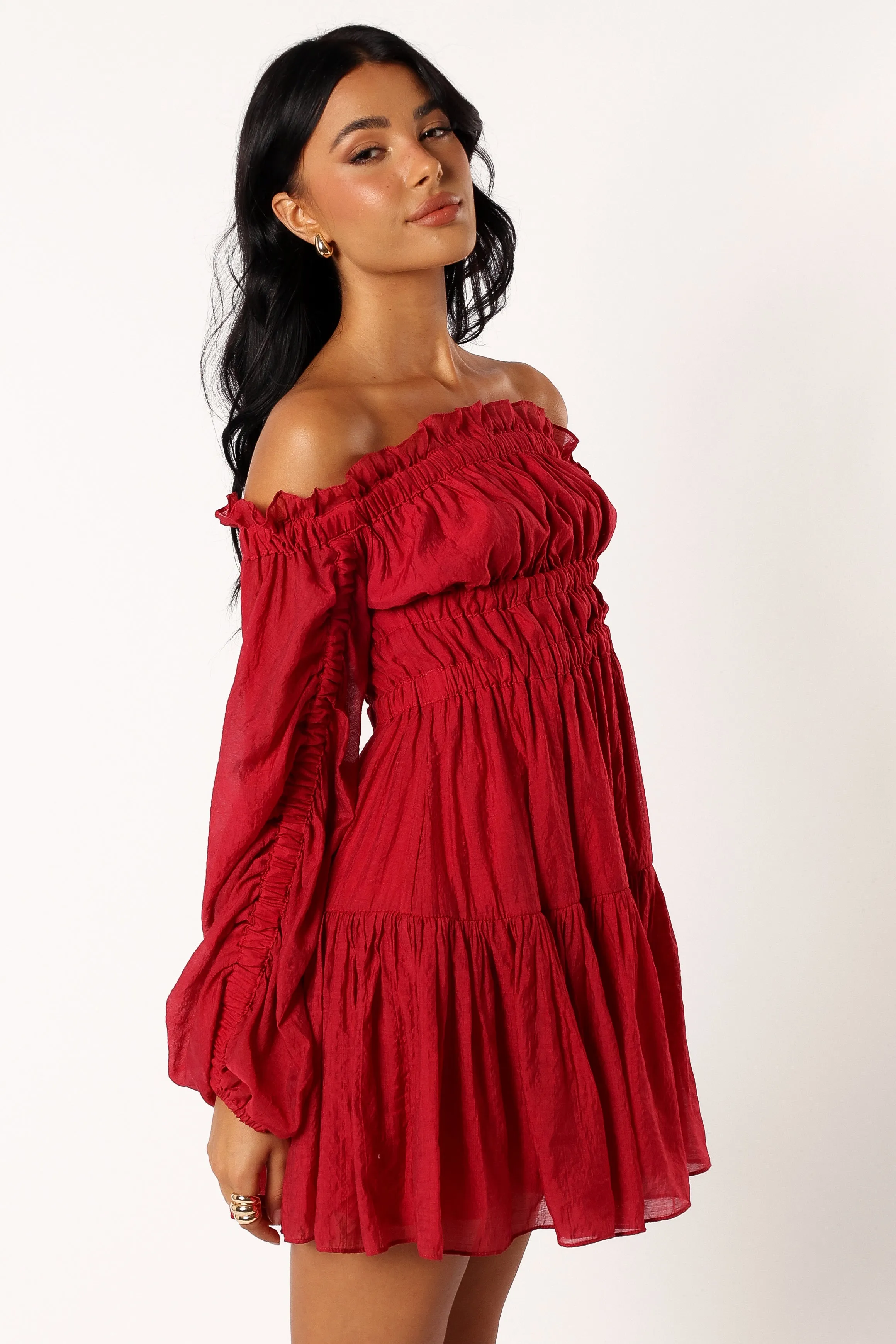 Willah Off Shoulder Mini Dress - Astoria Red sold by Petal & Pup product image thumbnail 4