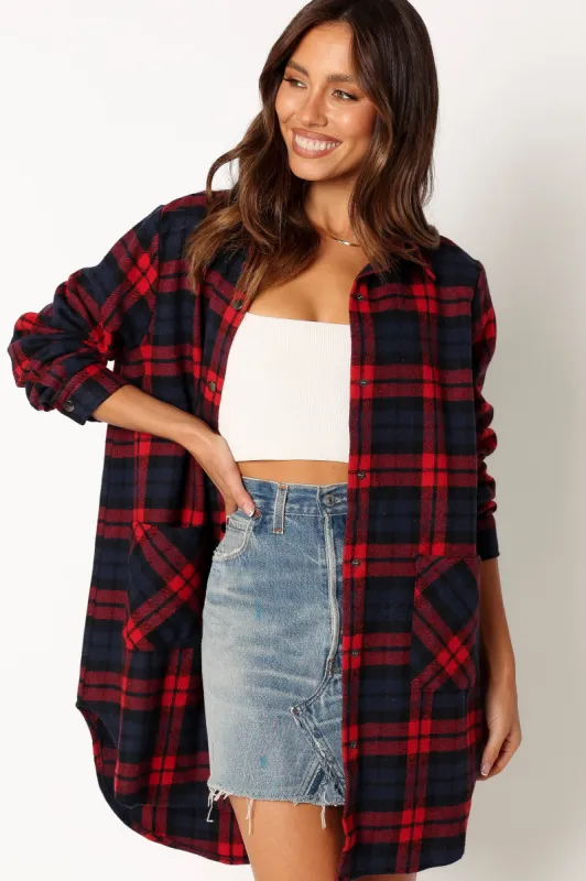 Lilith Plaid Shacket - Red sold by Petal & Pup