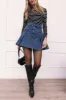 Alek Pleated Mini Skirt - Mid Wash Denim sold by Petal & Pup