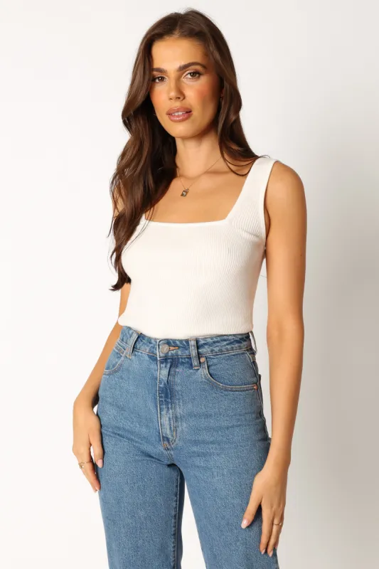 Vicki Rib Tank - White sold by Petal & Pup