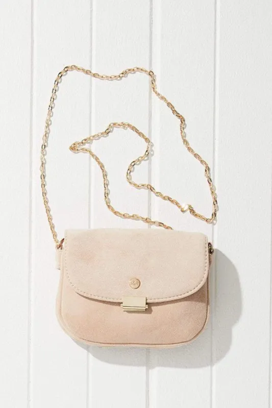 Surry Suede Mini Flap Bag Vegan Leather - Nude sold by Petal & Pup