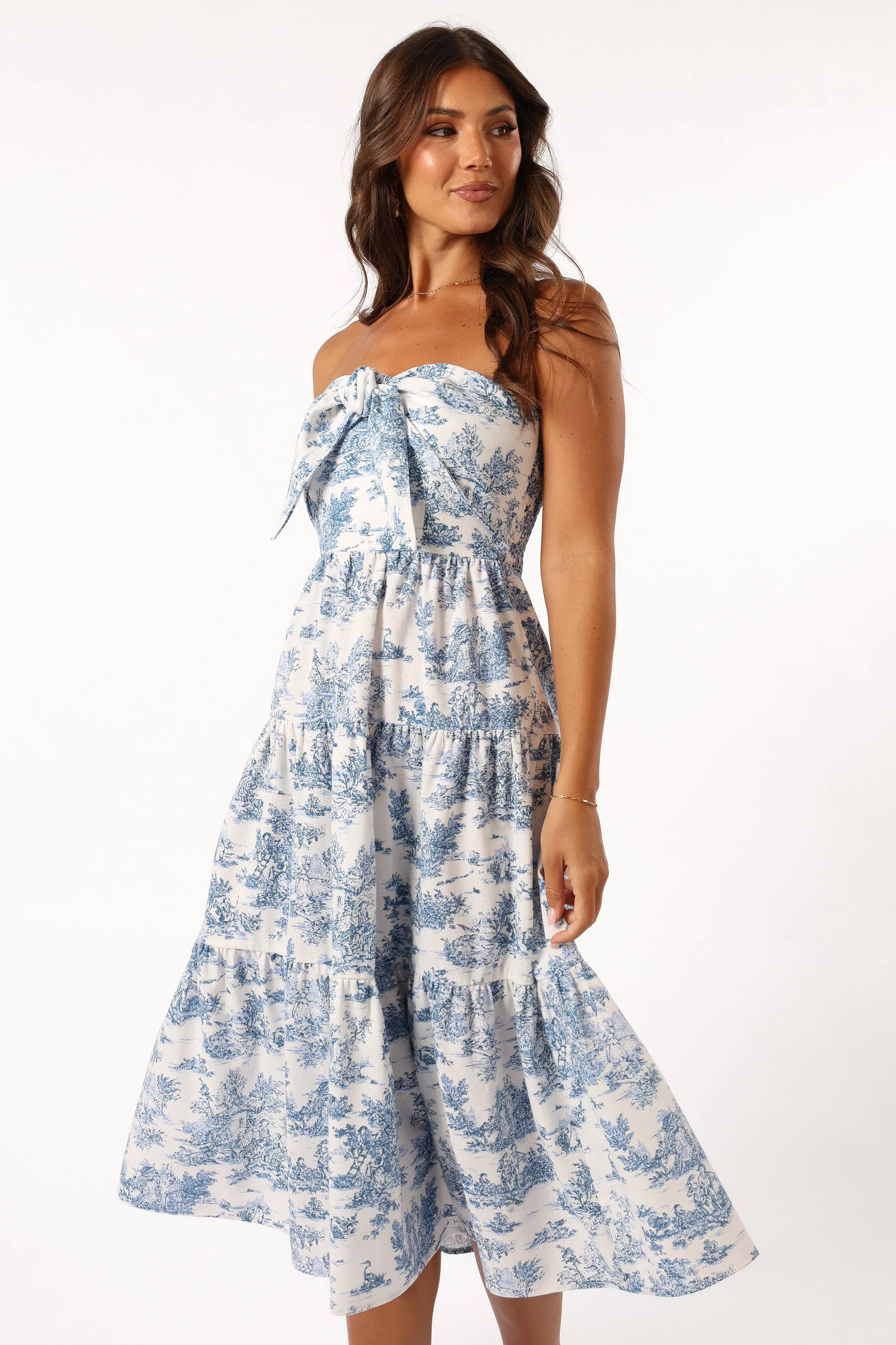 Cherie Bow Front Midi Dress - Blue sold by Petal & Pup product image thumbnail 5