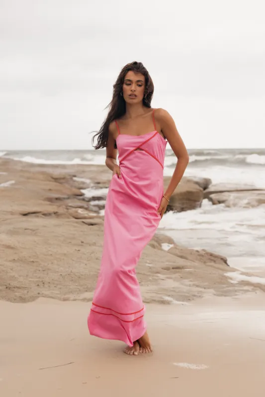 Callie Contrast Trim Maxi Dress - Pink sold by Petal & Pup