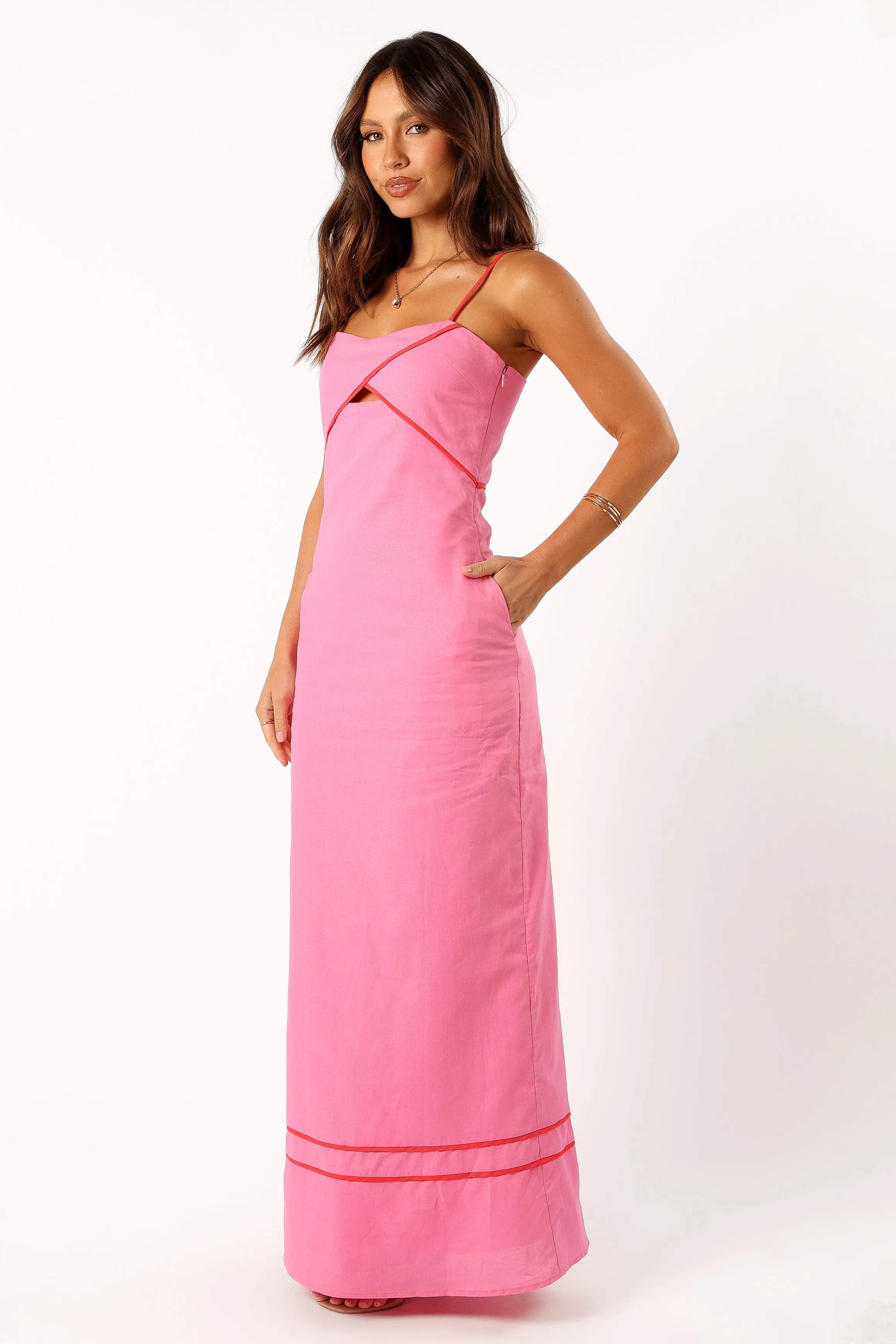 Callie Contrast Trim Maxi Dress - Pink sold by Petal & Pup product image thumbnail 4
