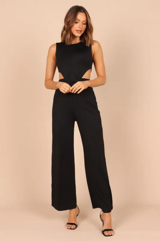 Amelia Wrap Front Jumpsuit - Black sold by Petal & Pup