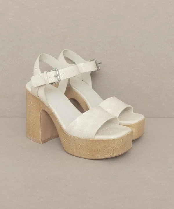 Chunky Platform Heel - Beige sold by Petal & Pup
