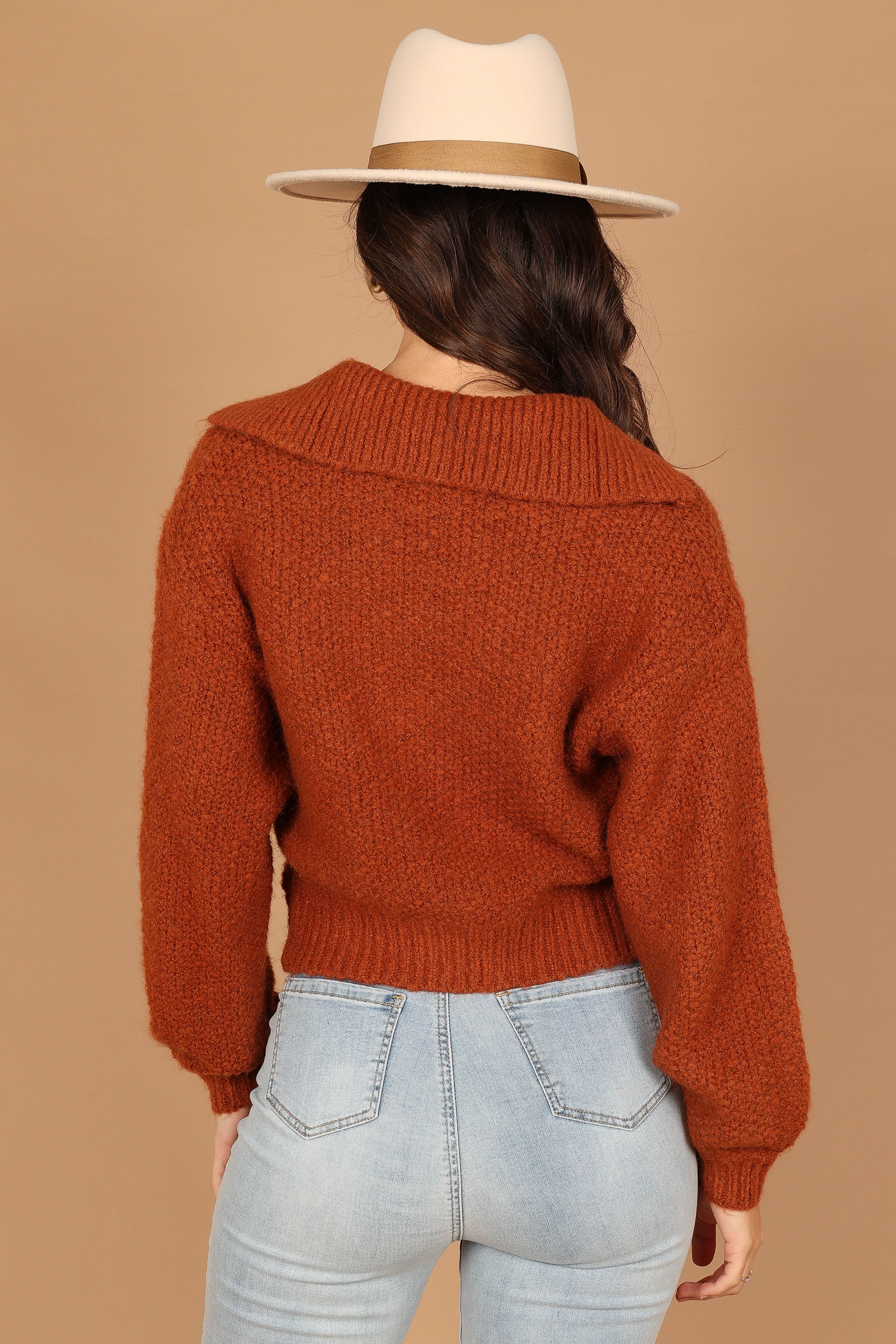 Cate Tie Neck Knit Sweater - Rust sold by Petal & Pup product image thumbnail 5