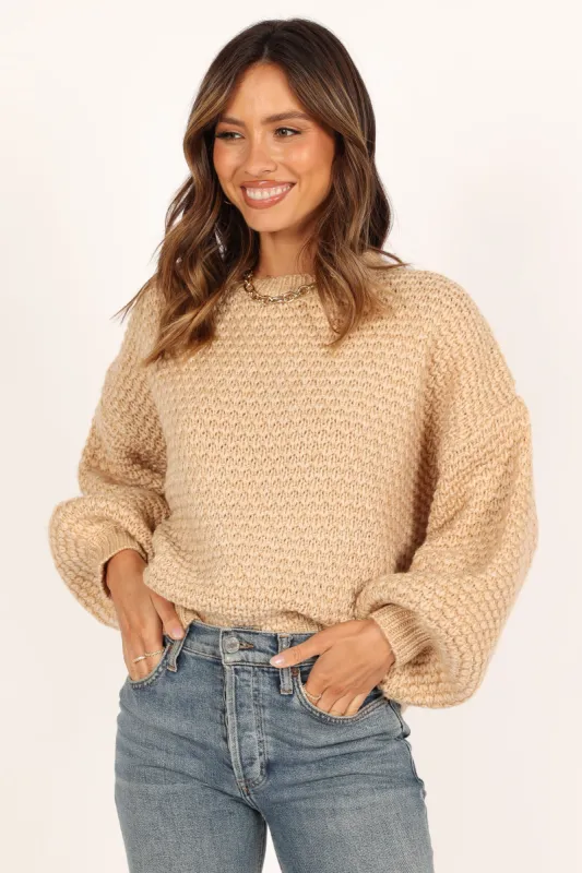 Ziggy Knit Sweater - Tan sold by Petal & Pup