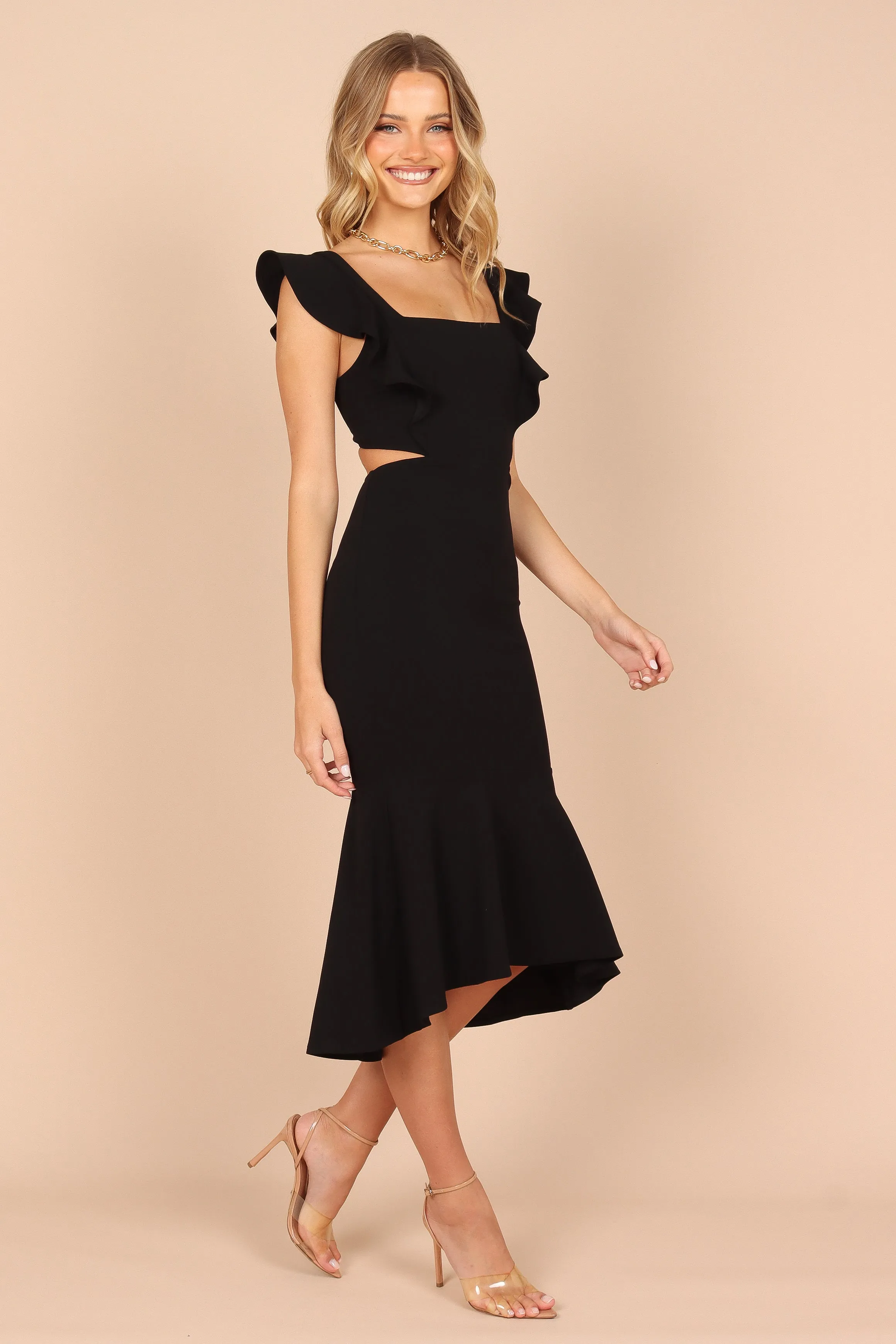 Yvonne Hi Lo Midi Dress - Black sold by Petal & Pup product image thumbnail 3