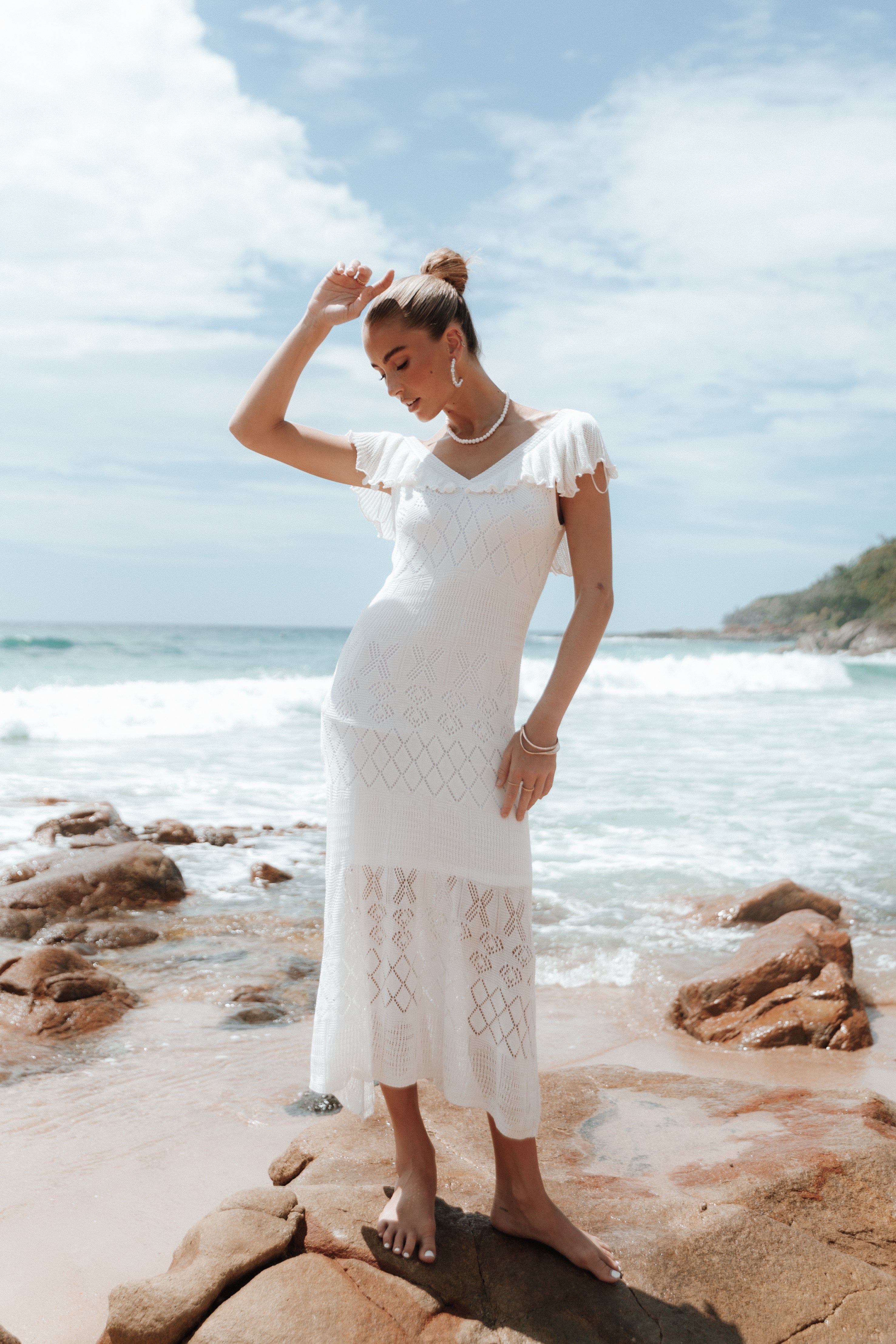 Sunny Midi Dress - White sold by Petal & Pup