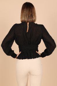 Delilah Pleated V Neck Top - Black sold by Petal & Pup