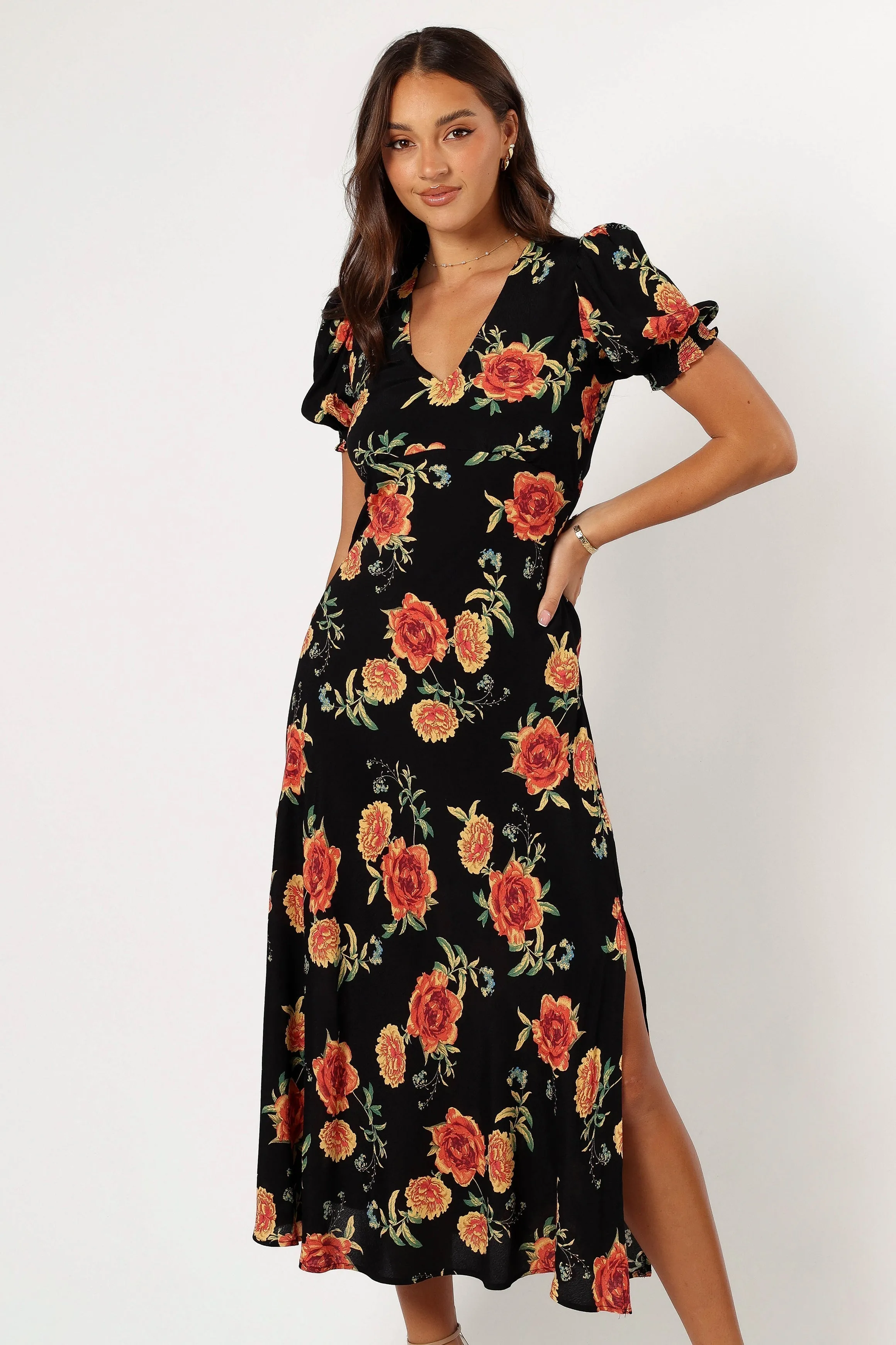 Christine Midi Dress - Sunset Floral sold by Petal & Pup