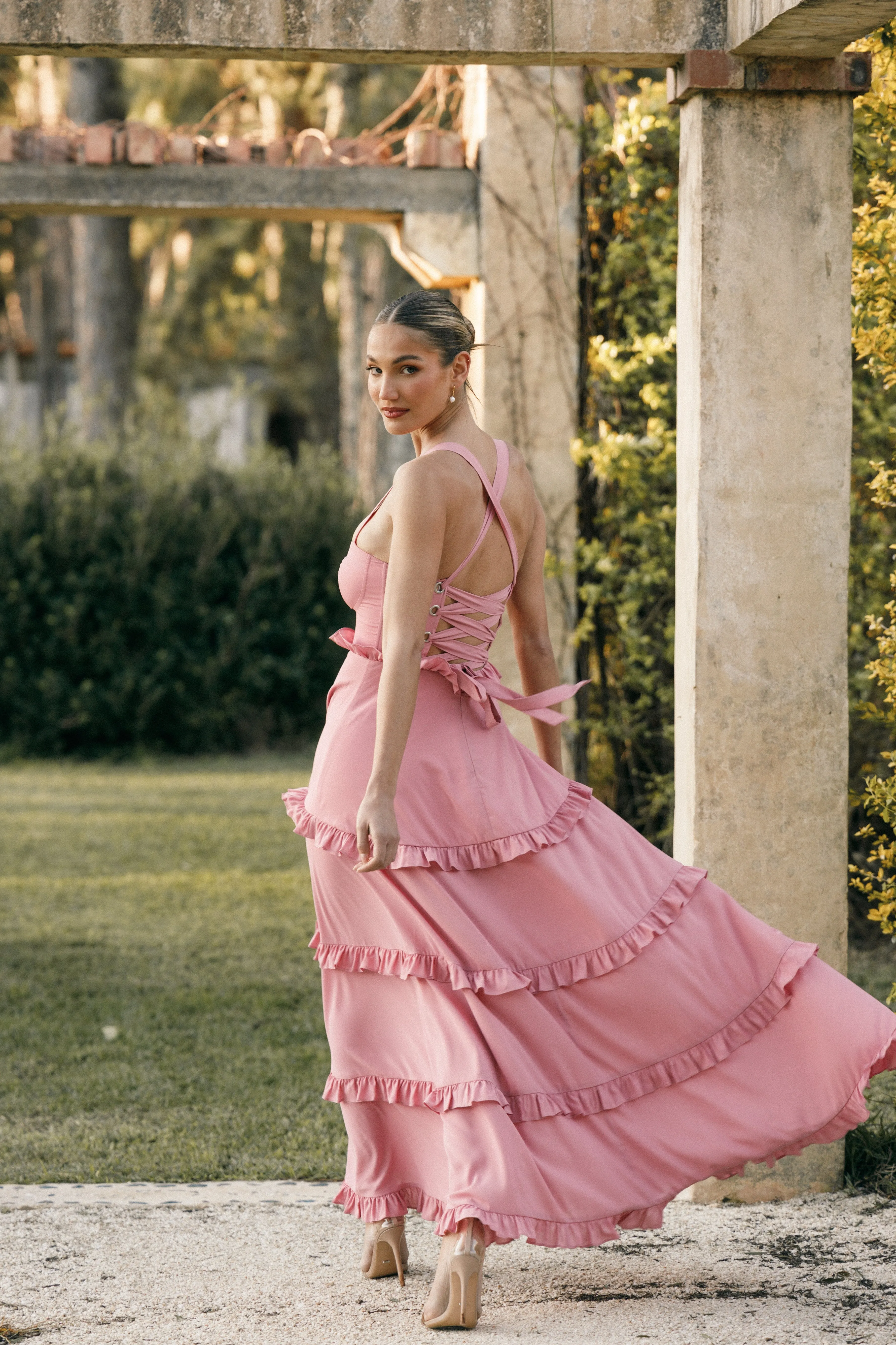 Lillee Tiered Maxi Dress - Mauve sold by Petal & Pup