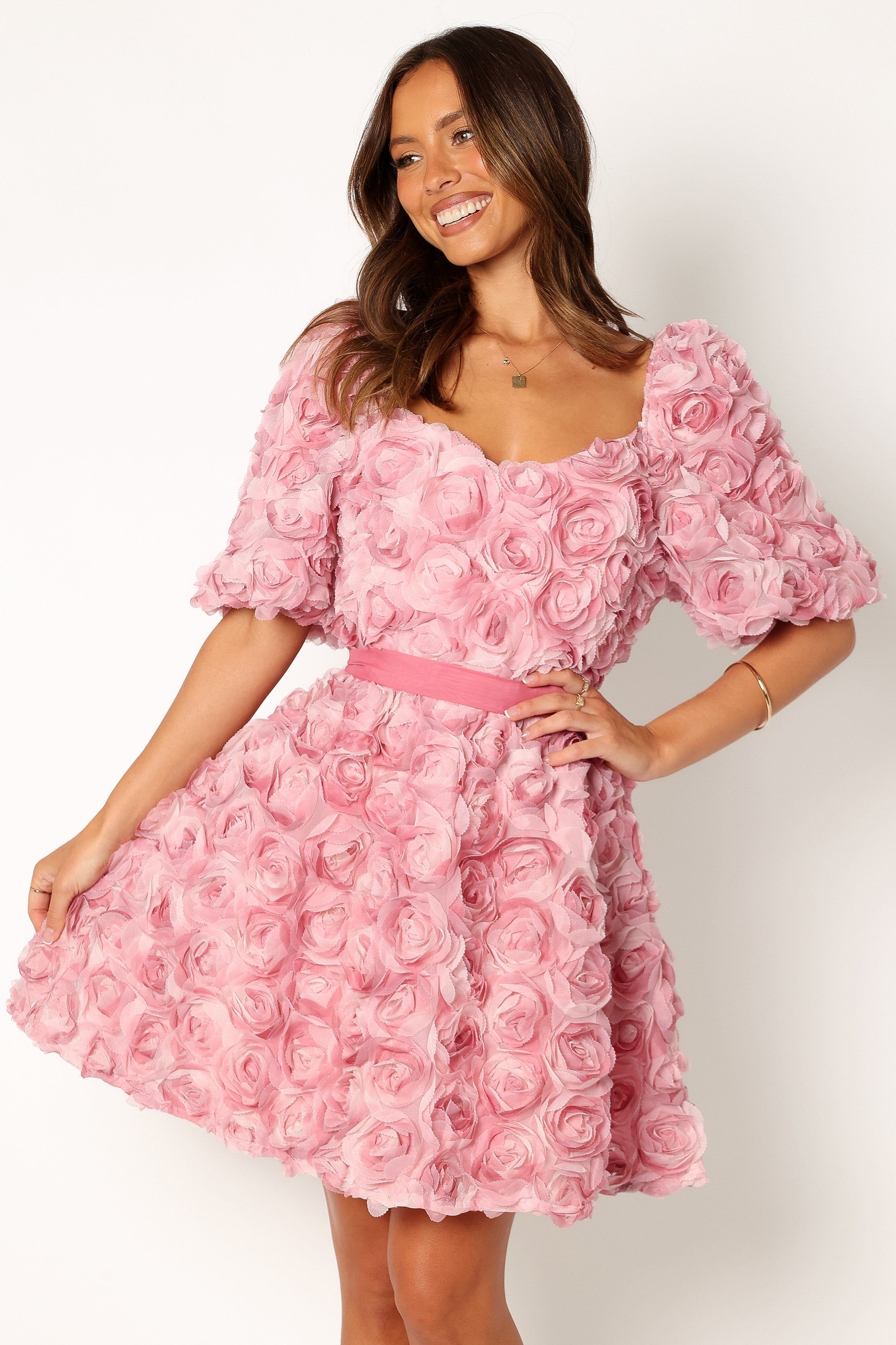 Kaden Textured Mini Dress - Rose sold by Petal & Pup