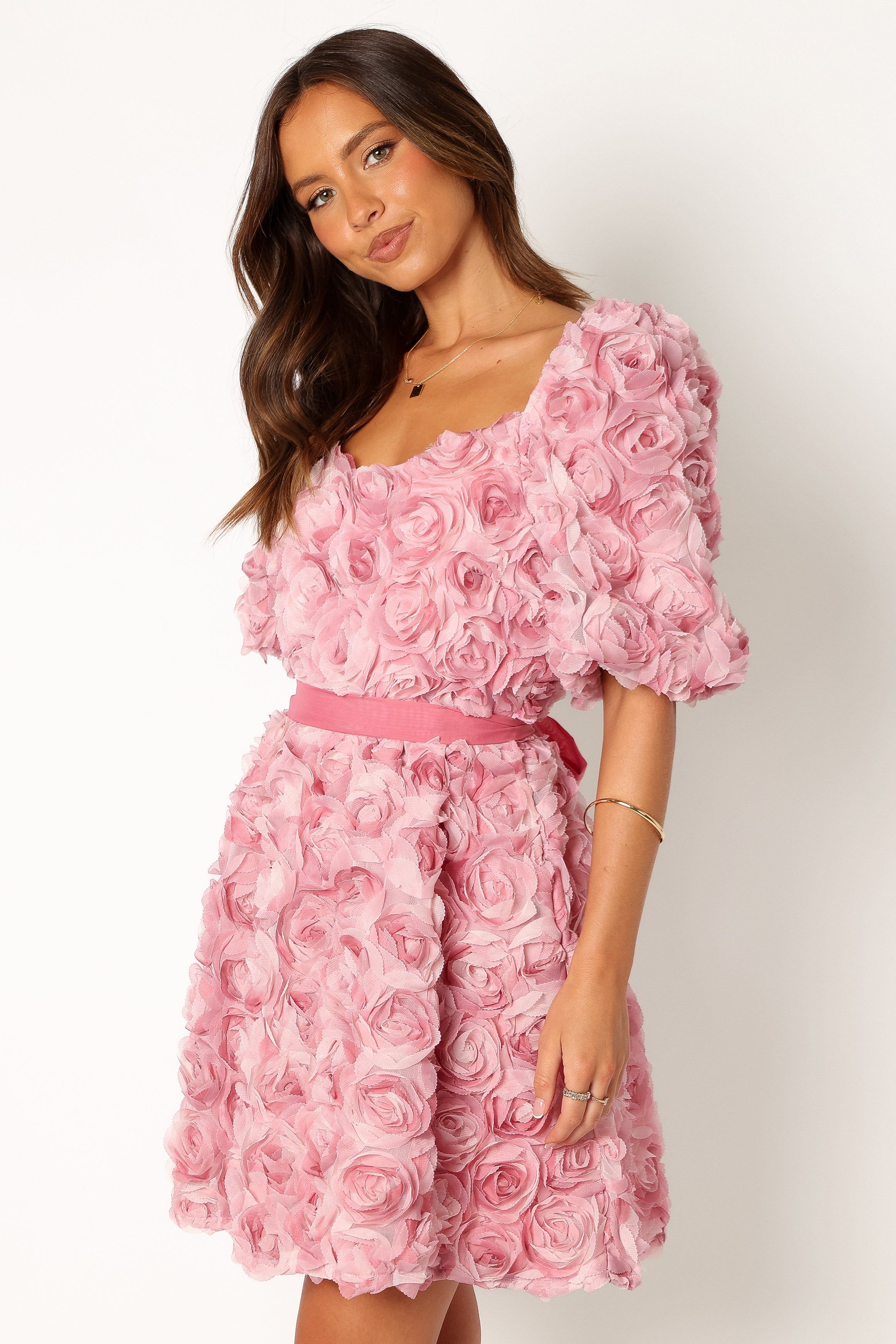 Kaden Textured Mini Dress - Rose sold by Petal & Pup product image thumbnail 3