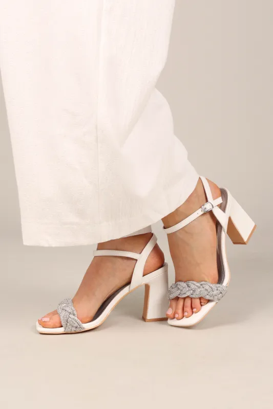 Allure Rhinestone Block Heel - White sold by Petal & Pup