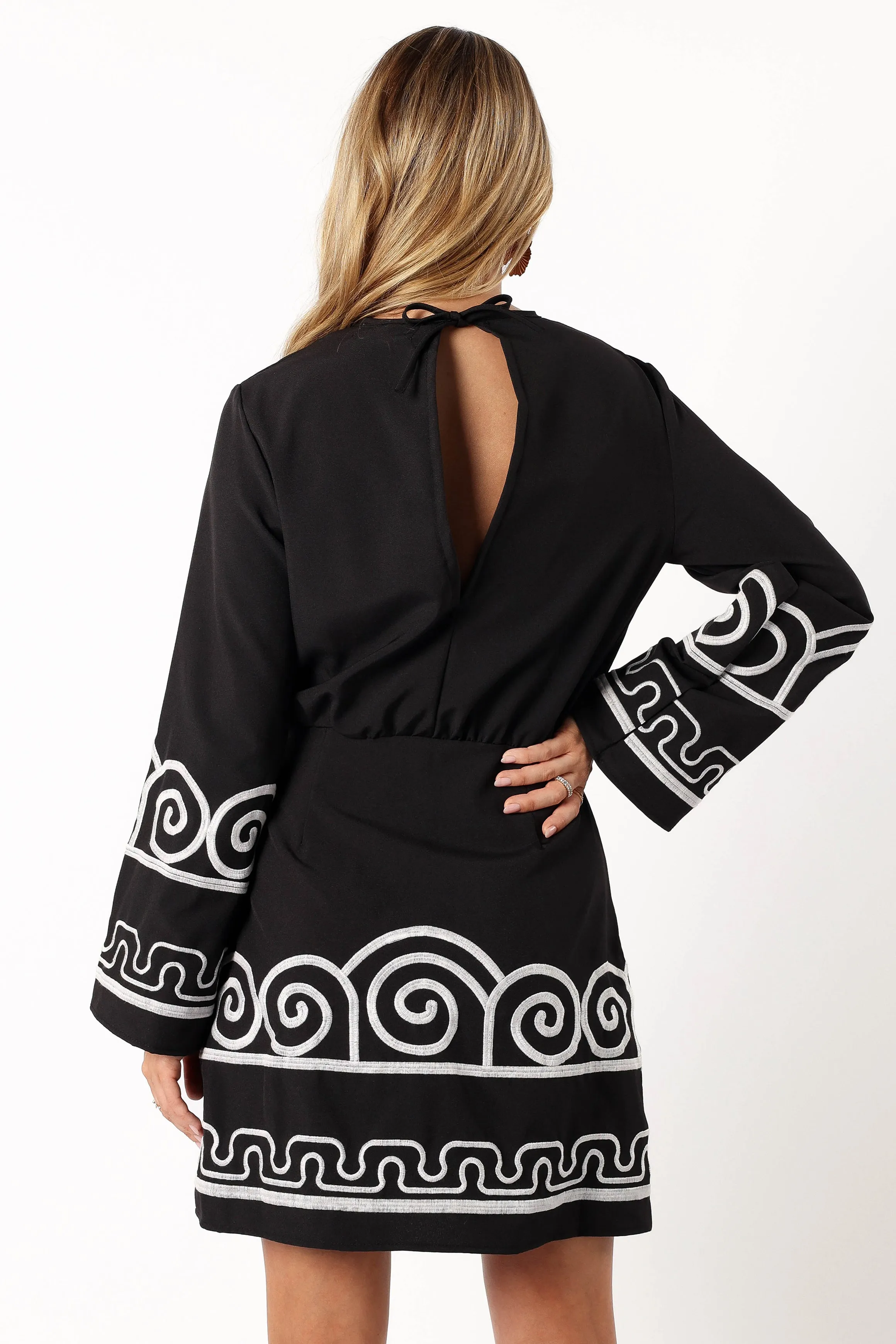Malachai Long Sleeve Mini Dress - Black White sold by Petal & Pup product image thumbnail 4