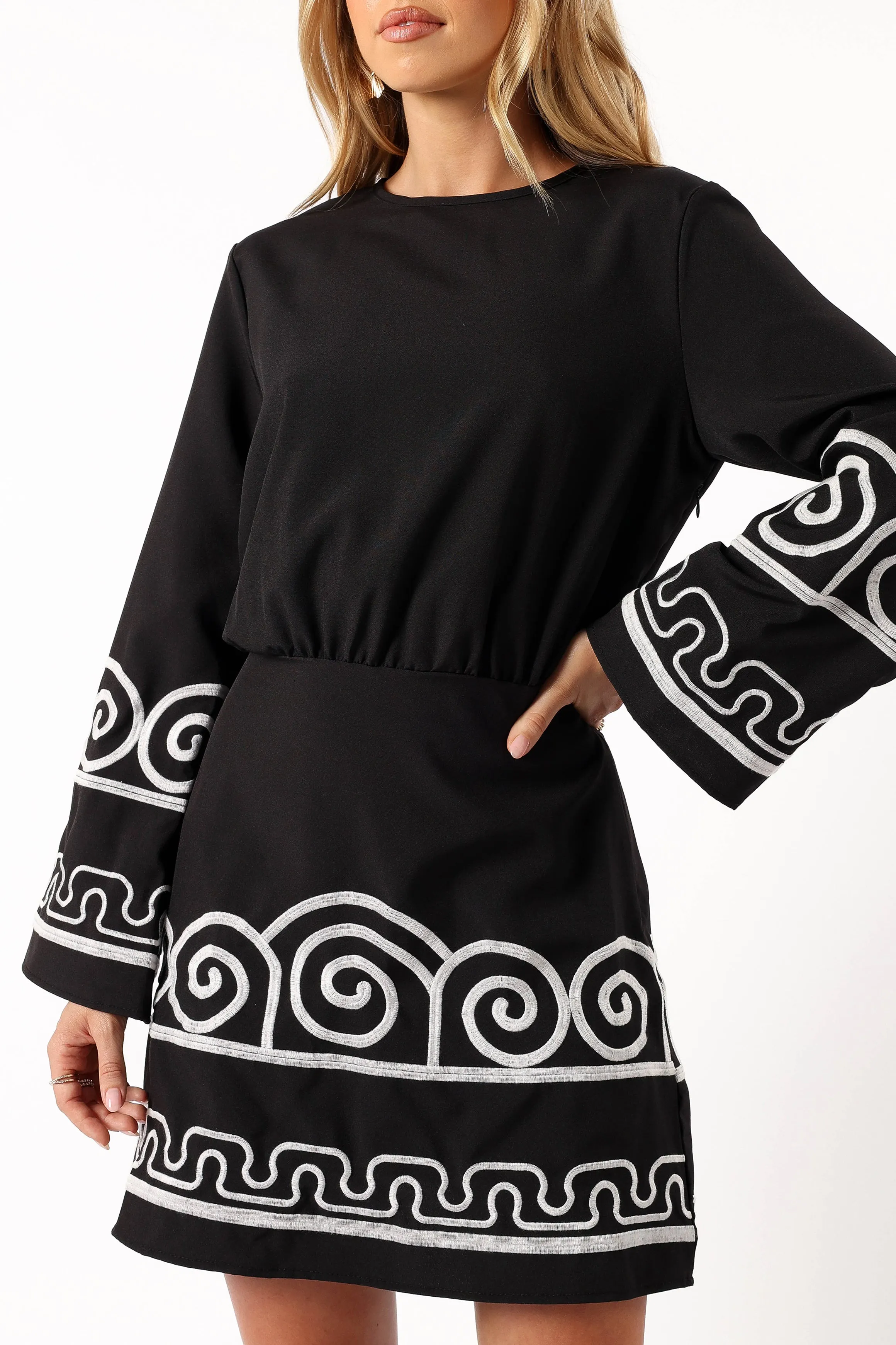 Malachai Long Sleeve Mini Dress - Black White sold by Petal & Pup product image thumbnail 2