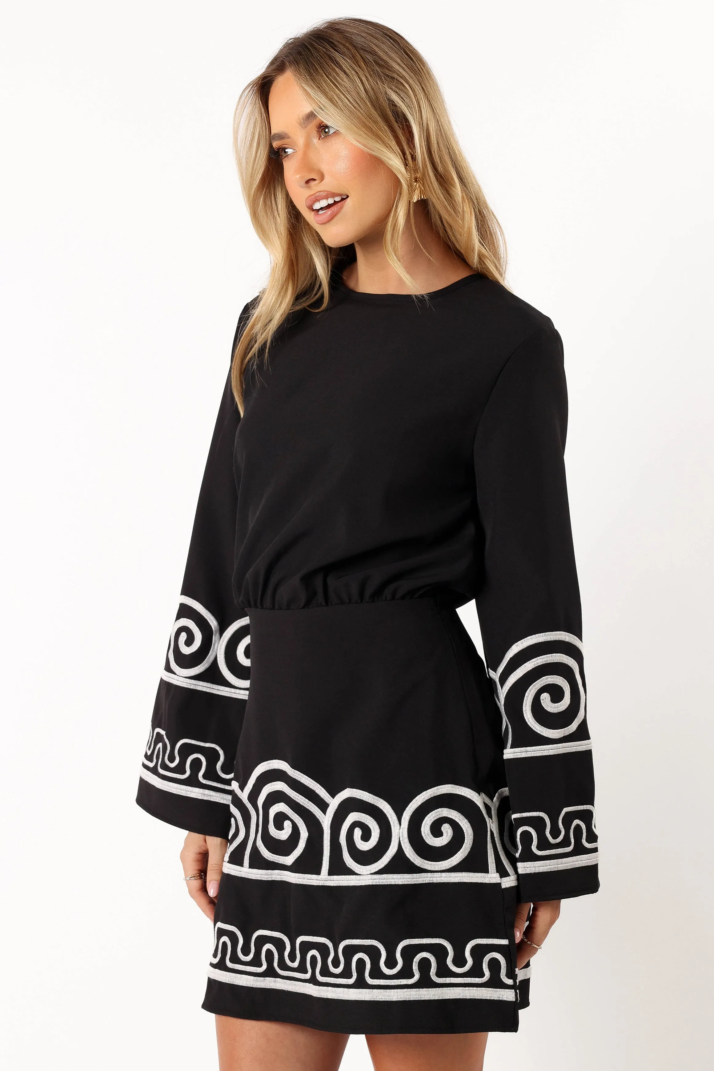 Malachai Long Sleeve Mini Dress - Black White sold by Petal & Pup product image thumbnail 3