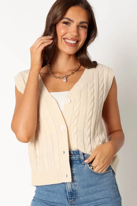 Kyle Knit Vest - Cream sold by Petal & Pup
