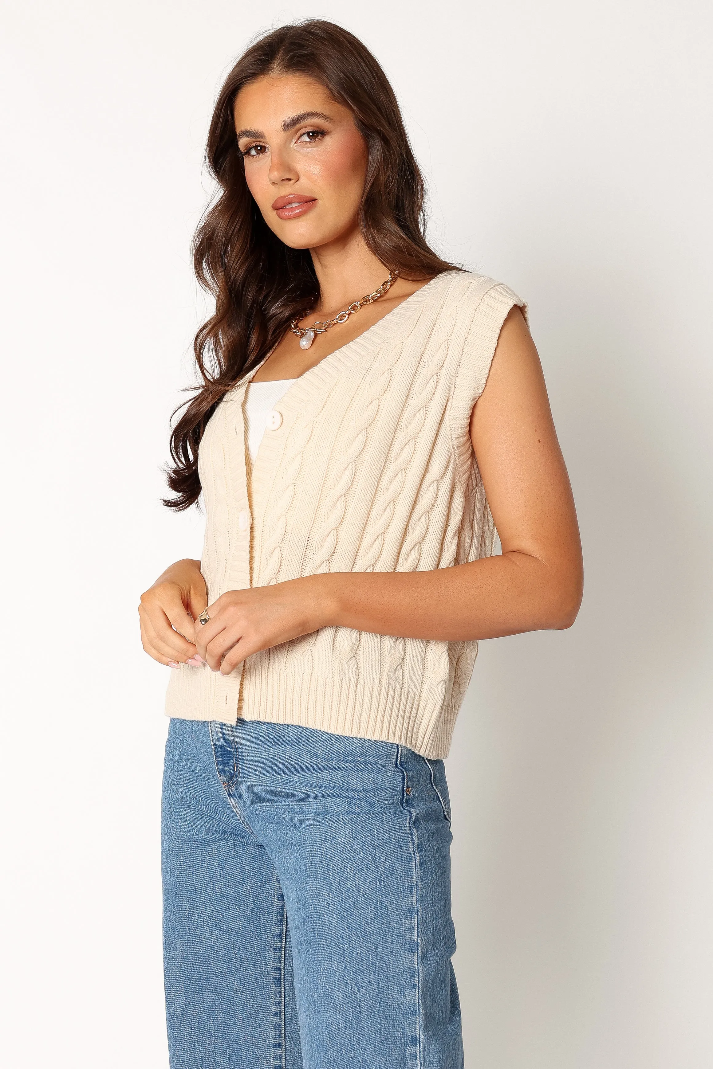 Kyle Knit Vest - Cream sold by Petal & Pup product image thumbnail 5