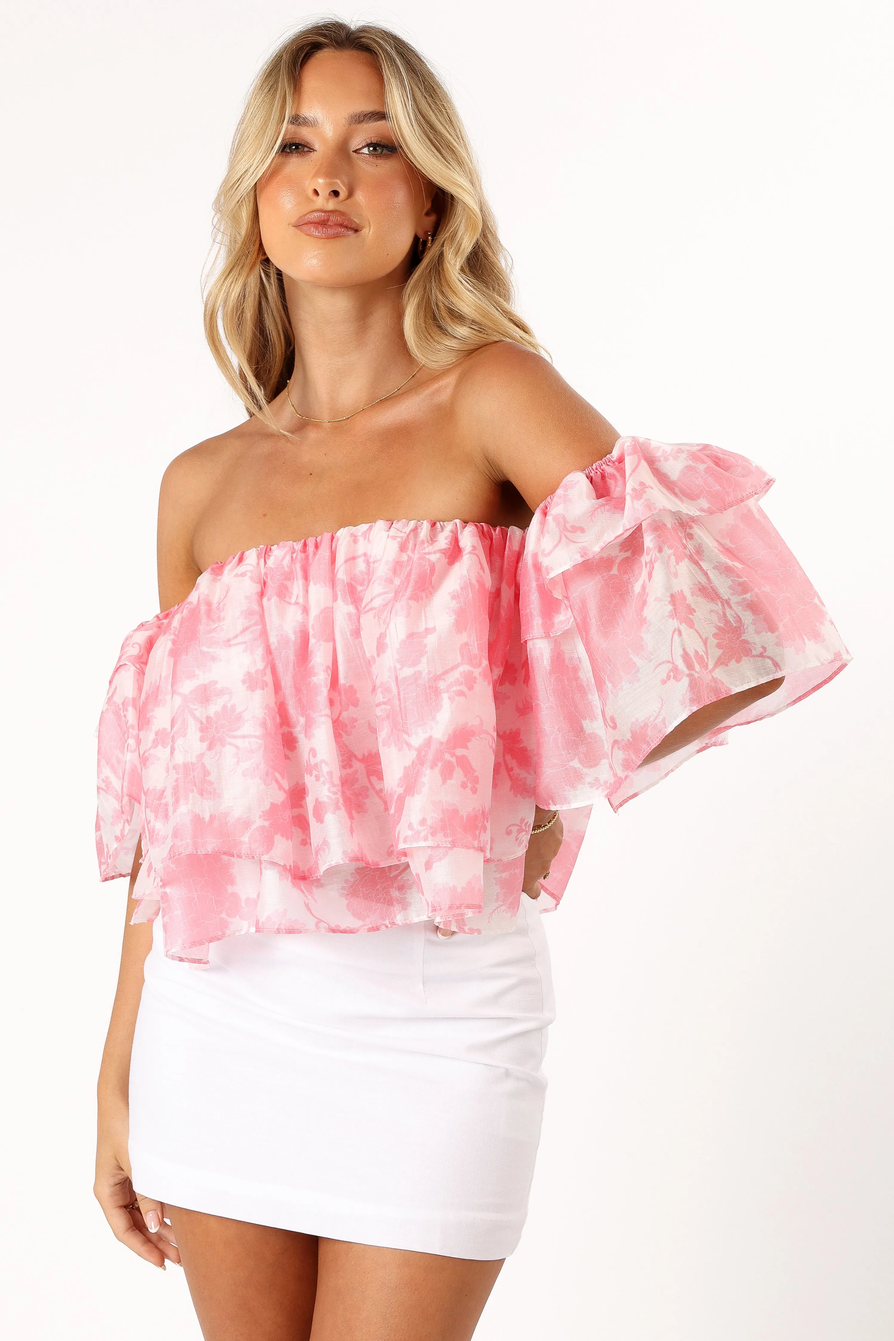 Deedi Off Shoulder Top - Pink Floral sold by Petal & Pup product image thumbnail 2